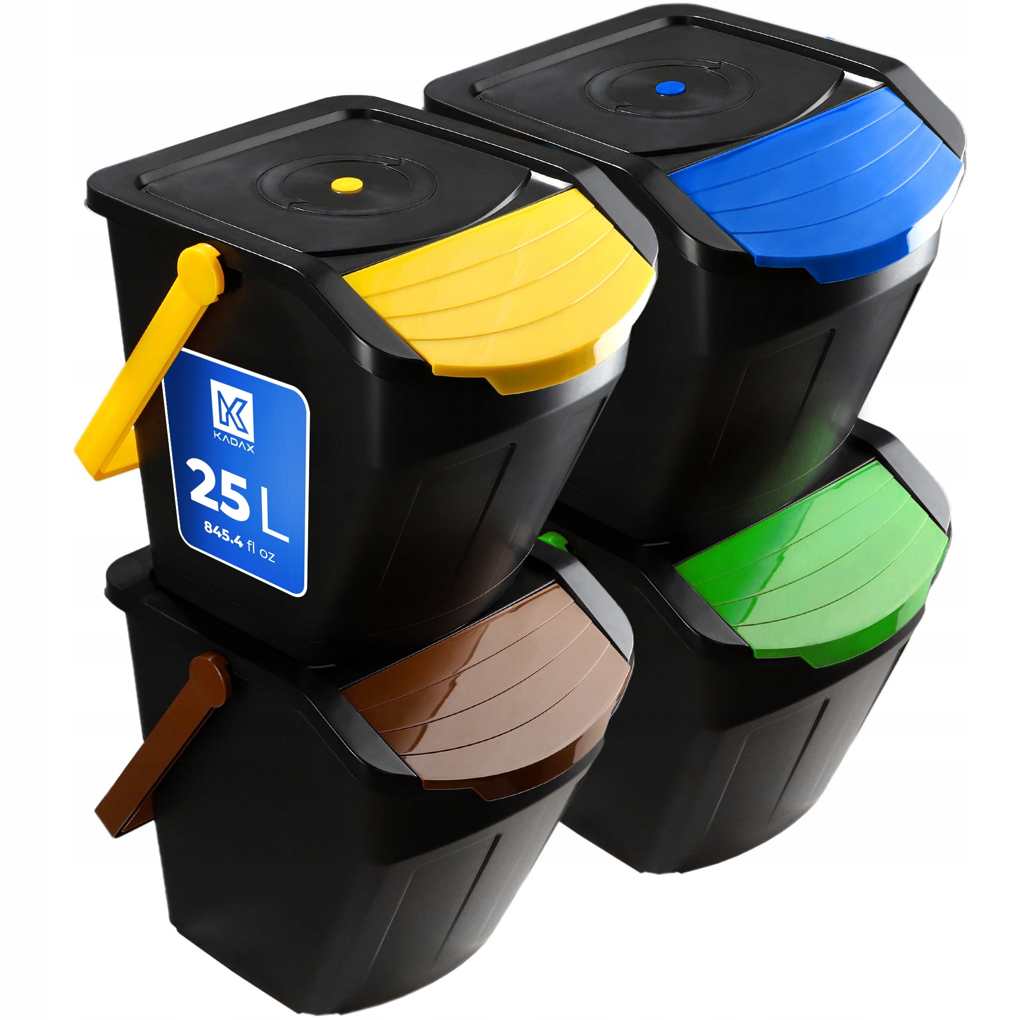 Levně Odpadkový Koš Odpadková Nádoba Na Třídění Sada 4ks 25L Odpadkový Koš Kontejner
