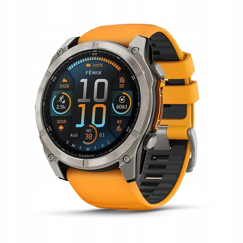 Hodinky Garmin Fenix 8 Amoled Sapphire Titanium Spark Orange
