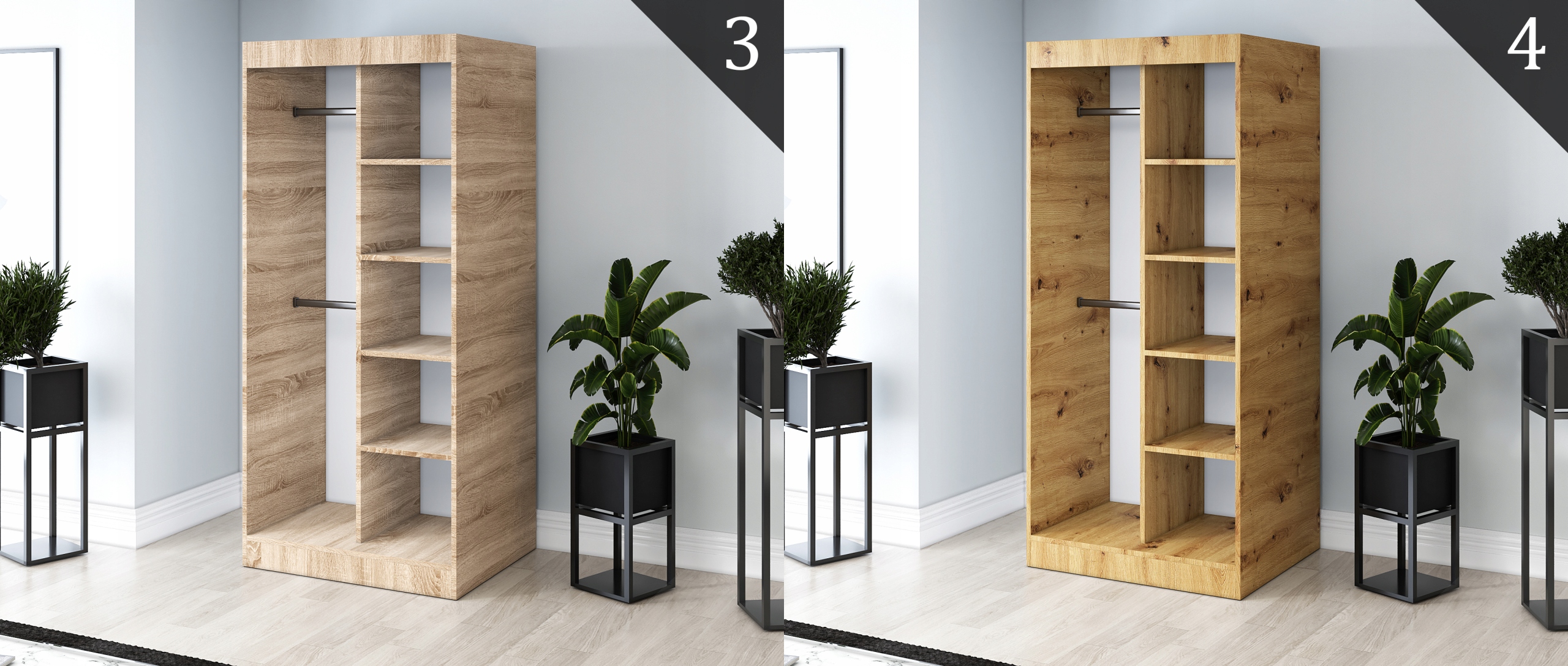 Korpus szafy 90 Regał ANTRACYT - RÓŻNE UKŁADY Szerokość mebla 90 cm