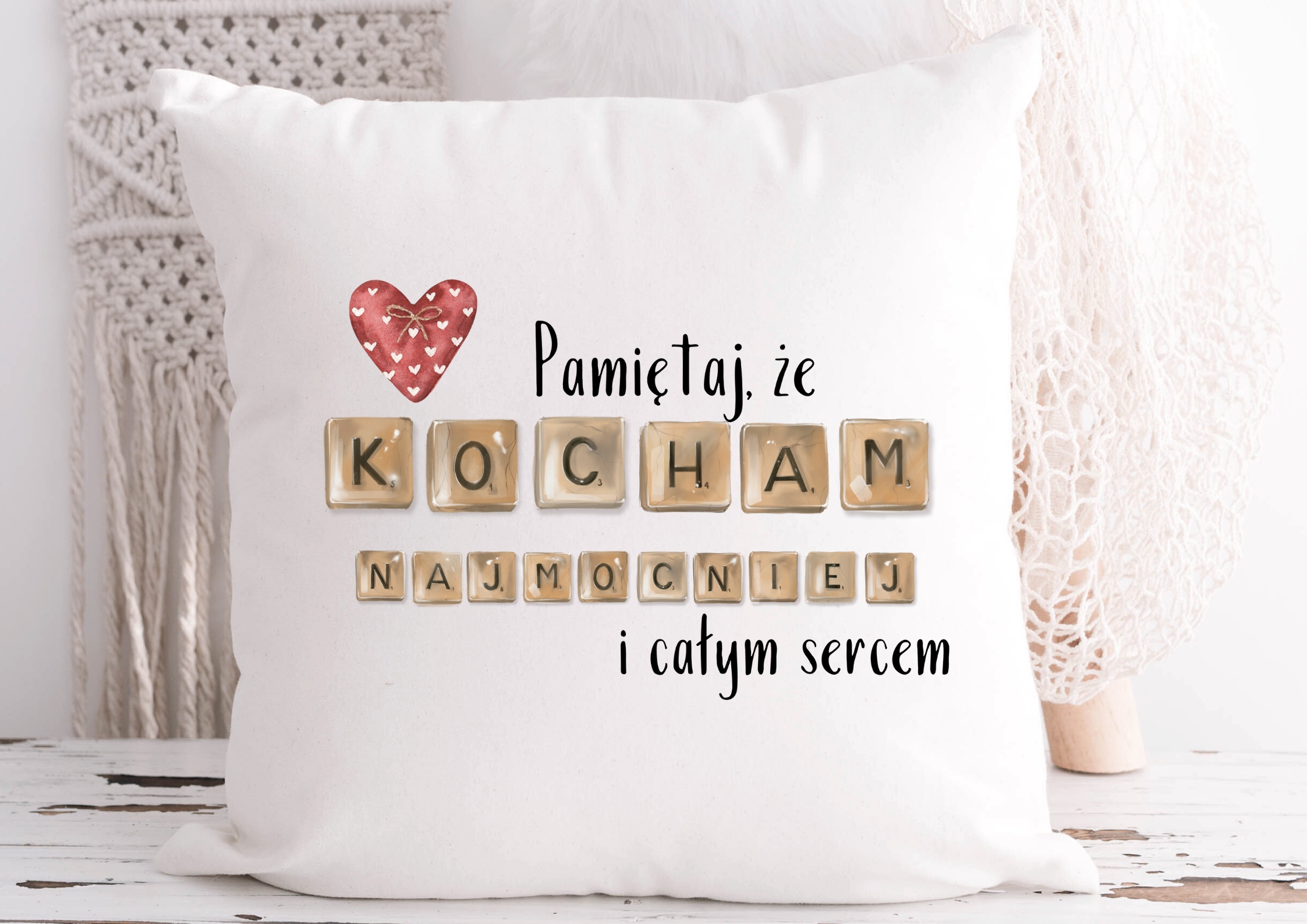 Poszewka na poduszkę na walentynki napis scrabble Kod producenta 12