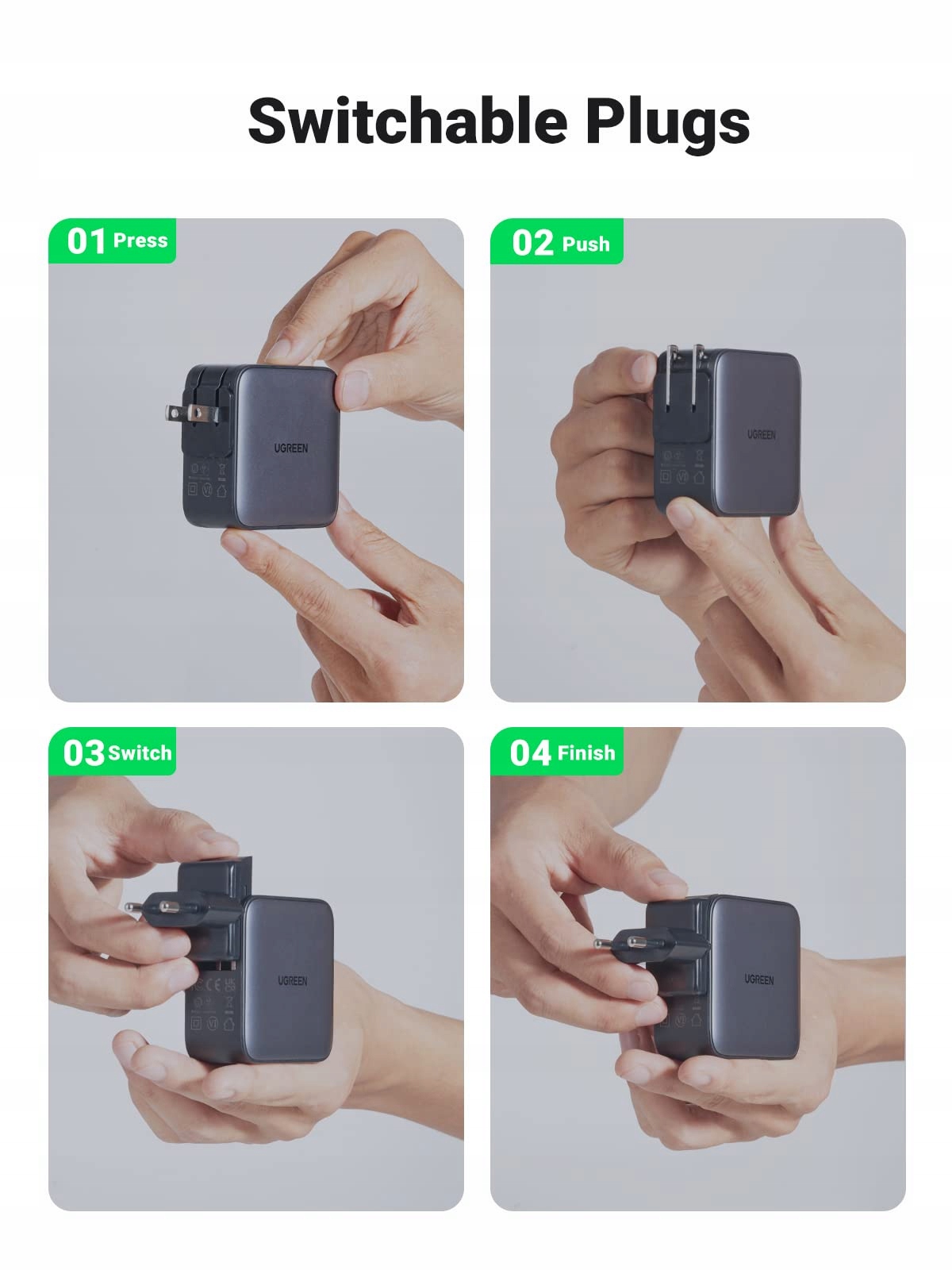 UGREEN Nexode 65 W USB C ładowarka GaN zasilacz sieciowy 3-portowa — miniatura 6