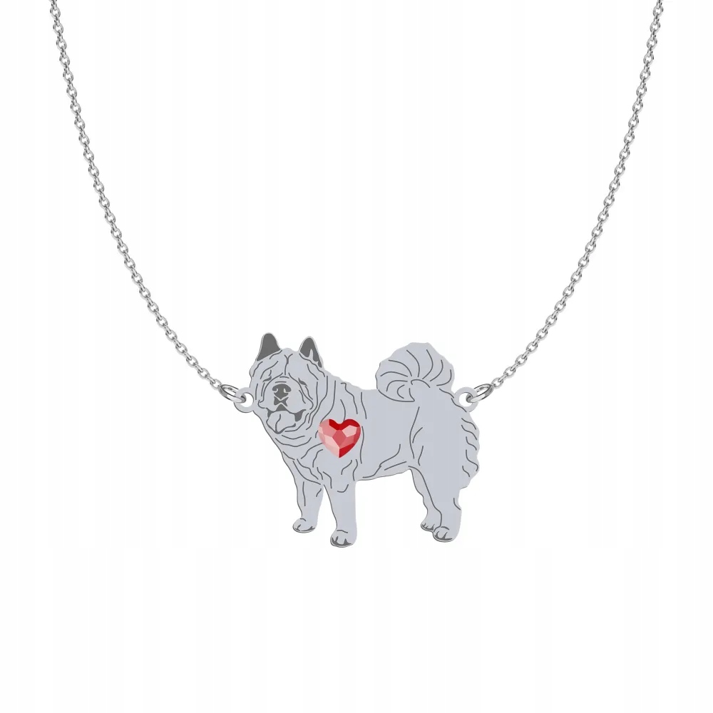 Stříbrný náhrdelník s psem Chow chow Soft 925 Řetízek Dárek Gravírování Bonus