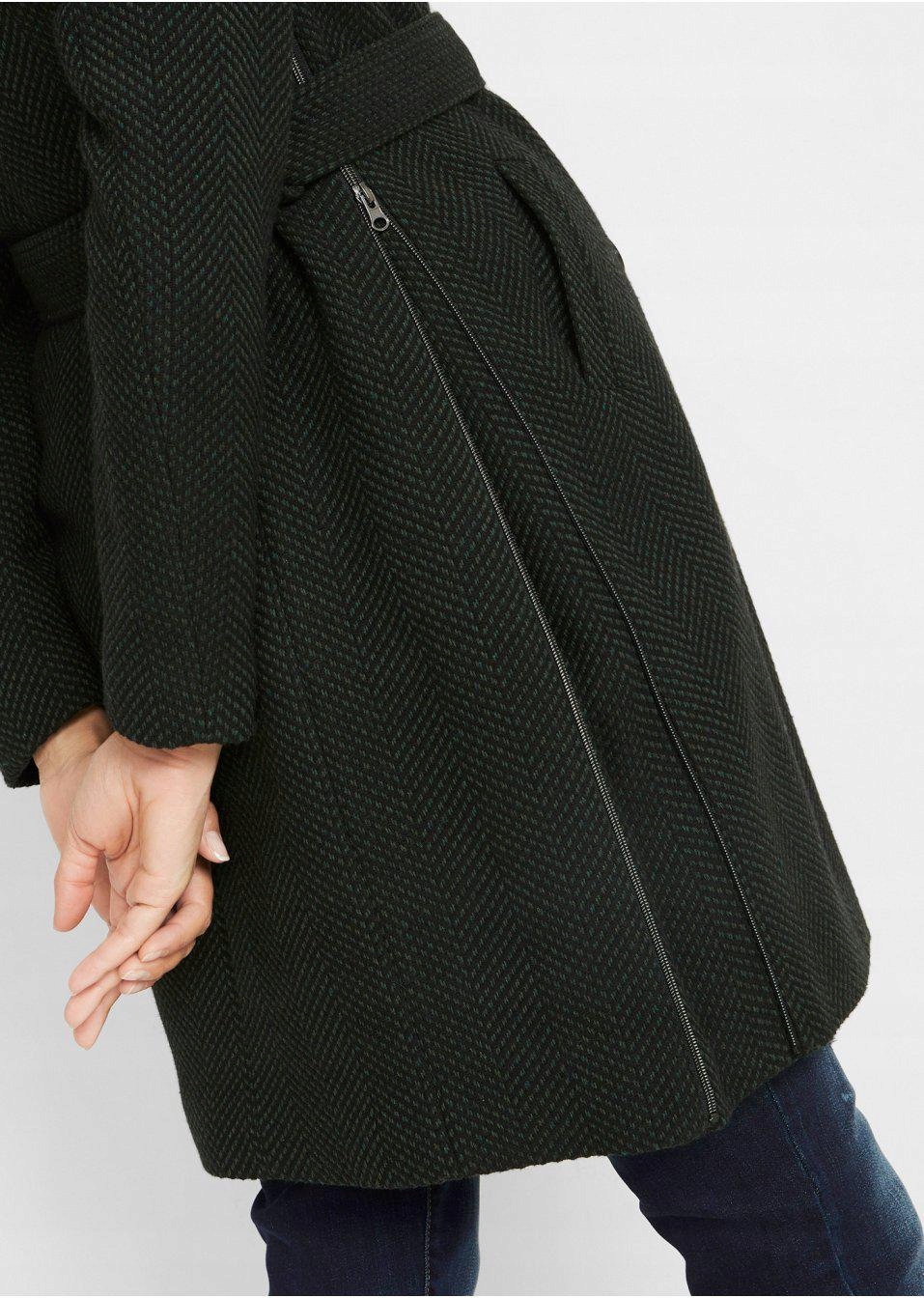 38 Bonprix PŁASZCZ CIĄŻOWY Kaptur z kapturem