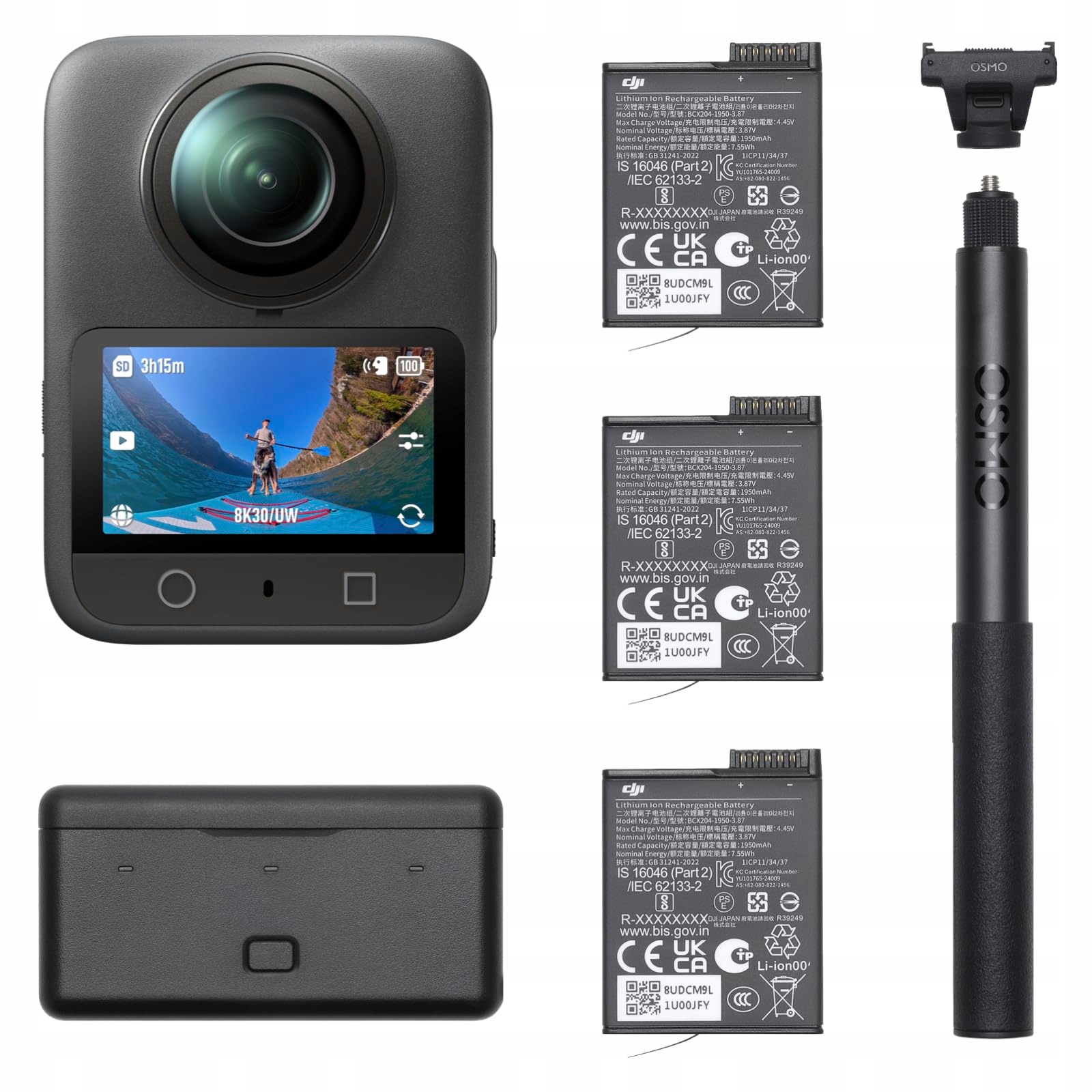 Dji Osmo 360 Adventure Combo kamera 360 1-calowy sensor 8K 120 Mp 3 ak.