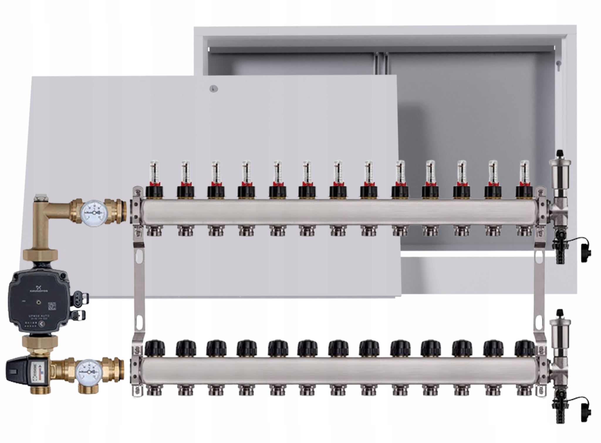 Nerezový rozdělovač na podlahu 13 nástěnný box Pumpa Grundfos