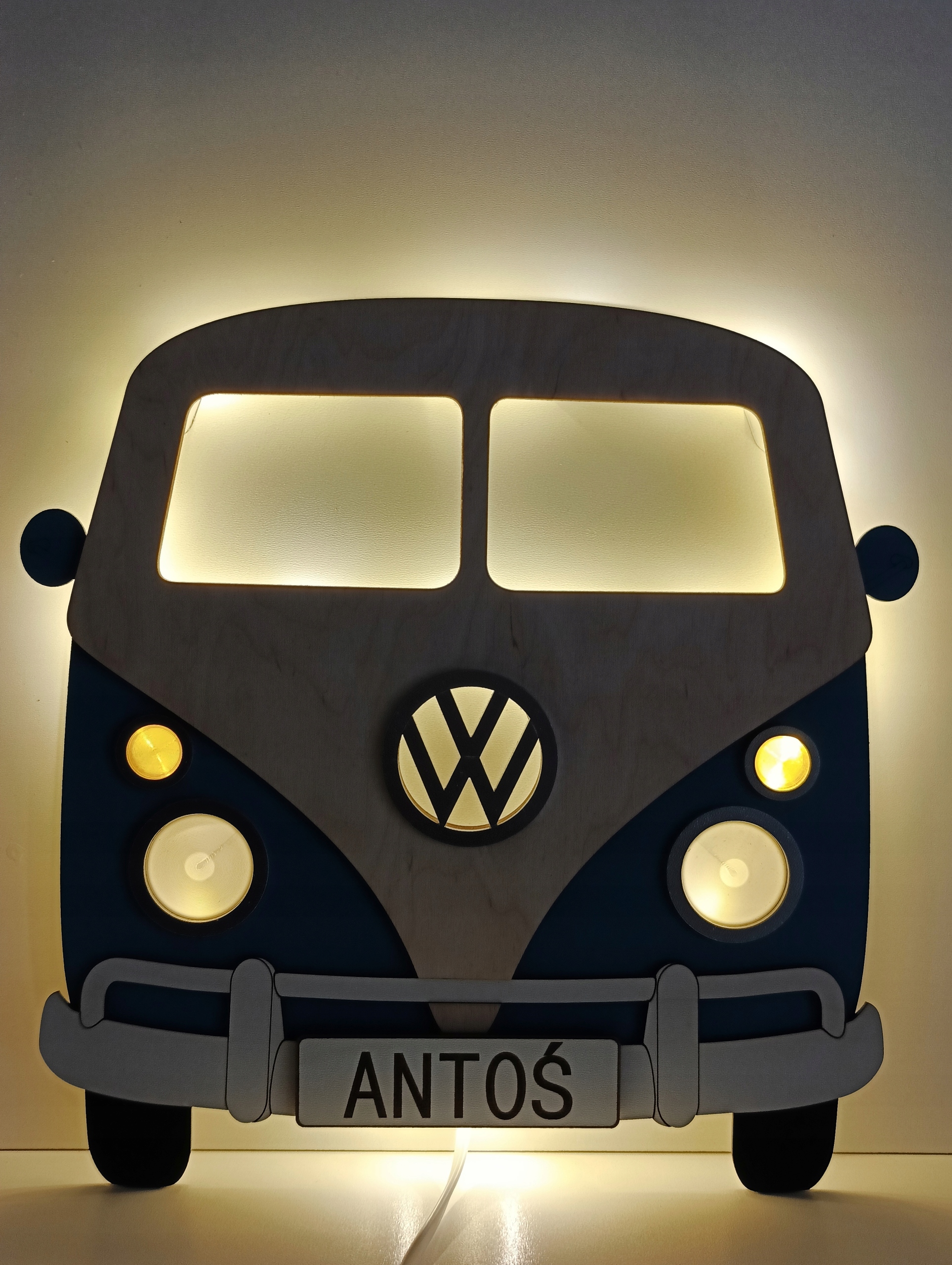 LAMPKA NOCNA LED STYLOWY BUS SPERSONALIZOWANA IMIĘ DZIECKA SUPER PREZENT Zasilanie sieciowe