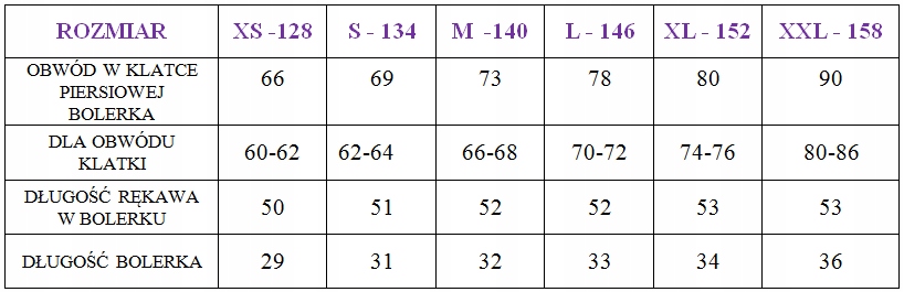 BOLERKO KOMUNIJNE SATYNOWE 140 Rozmiar 140