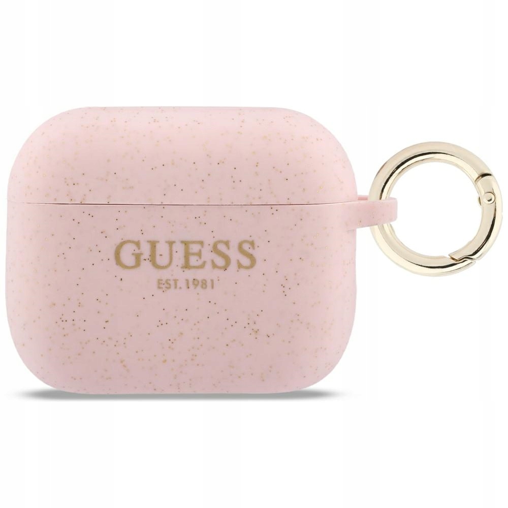 Pouzdro Guess Silicone Glitter Ring pro AirPods Pro 3, růžové