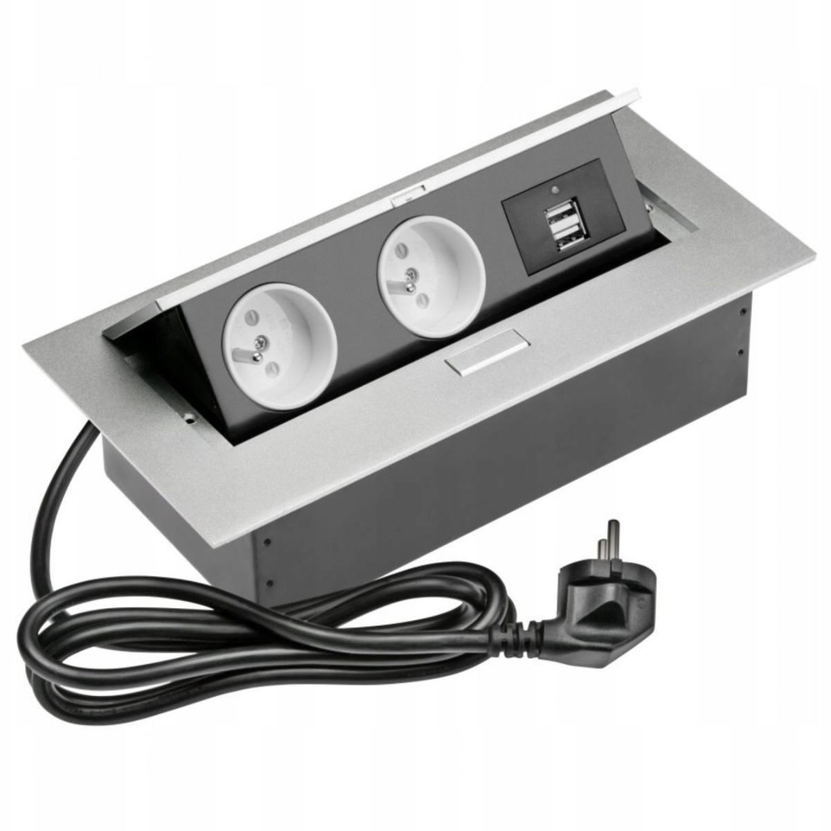 Zásuvka Power Port Gtv 2x230V 2 x Usb hliník Predlžovací Kábel