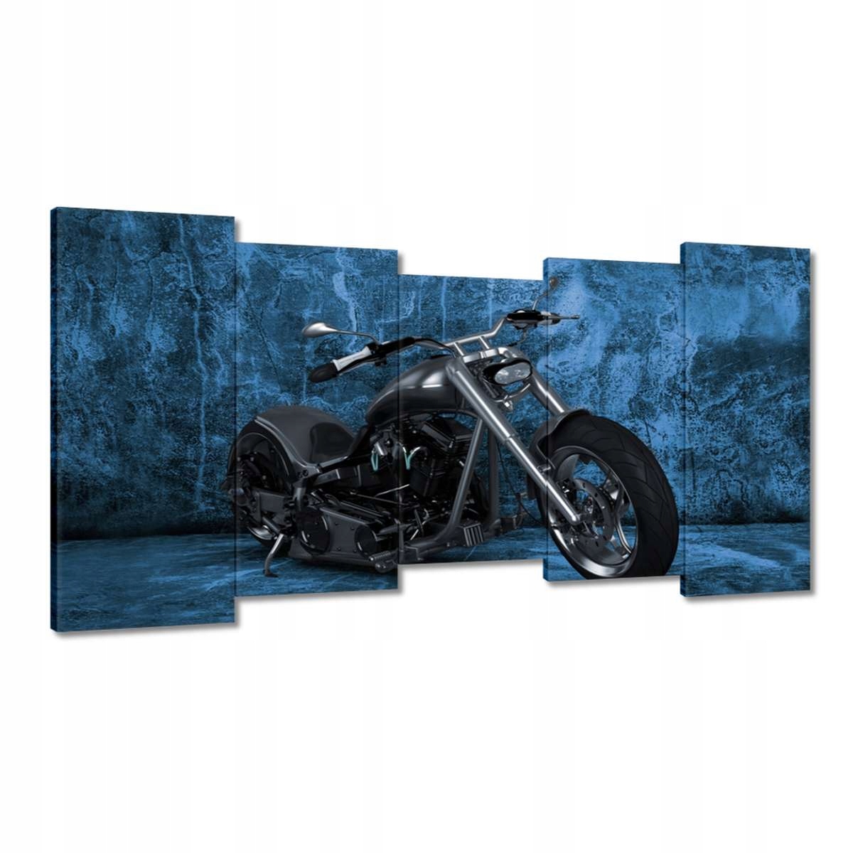 Obrazy 150x80 Modrá stěna Motocykl