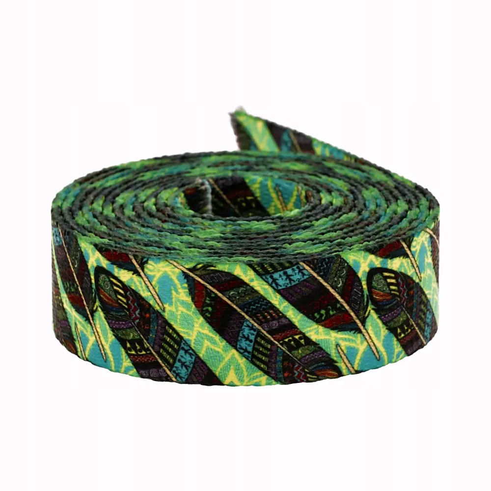 Popruh s potiskem Sublimace Tribal Feathers 48 m hladká 1,7 mm 25 mm
