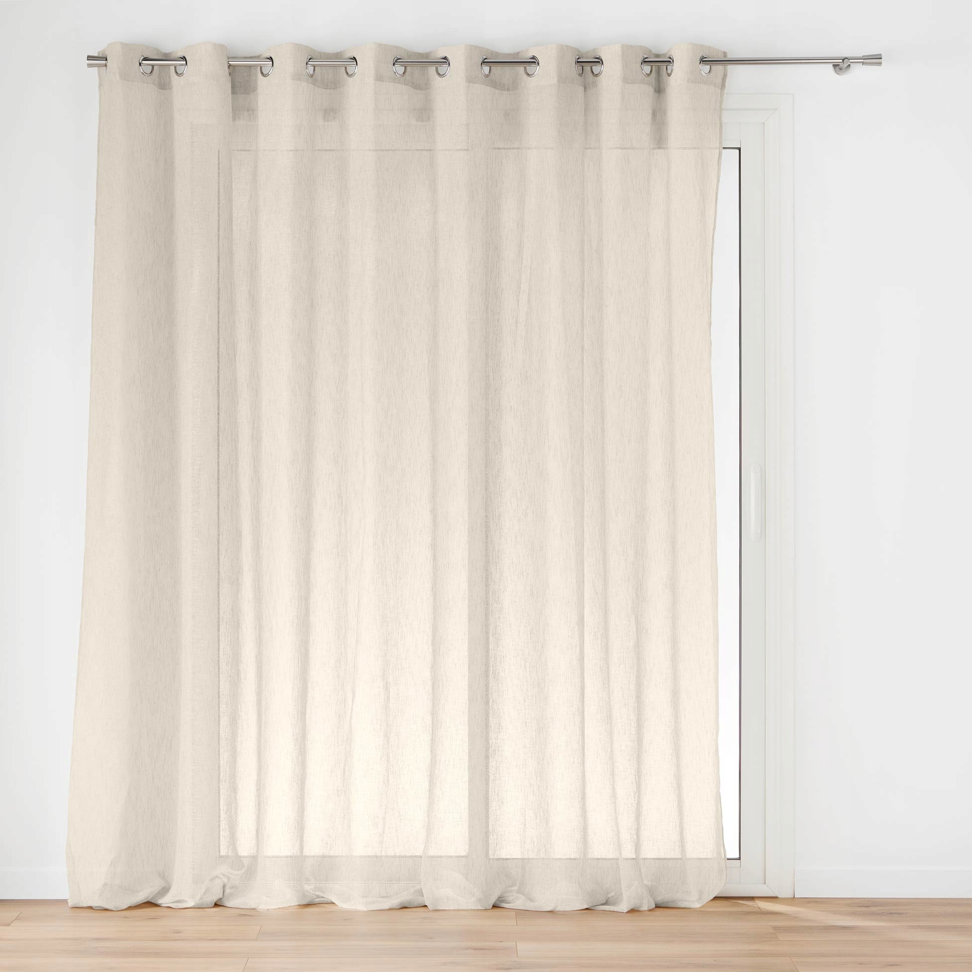 Široká Závěs Na Průchodkách Efekt Lnu Béžová Bez Žehlení 300 x 240 CM