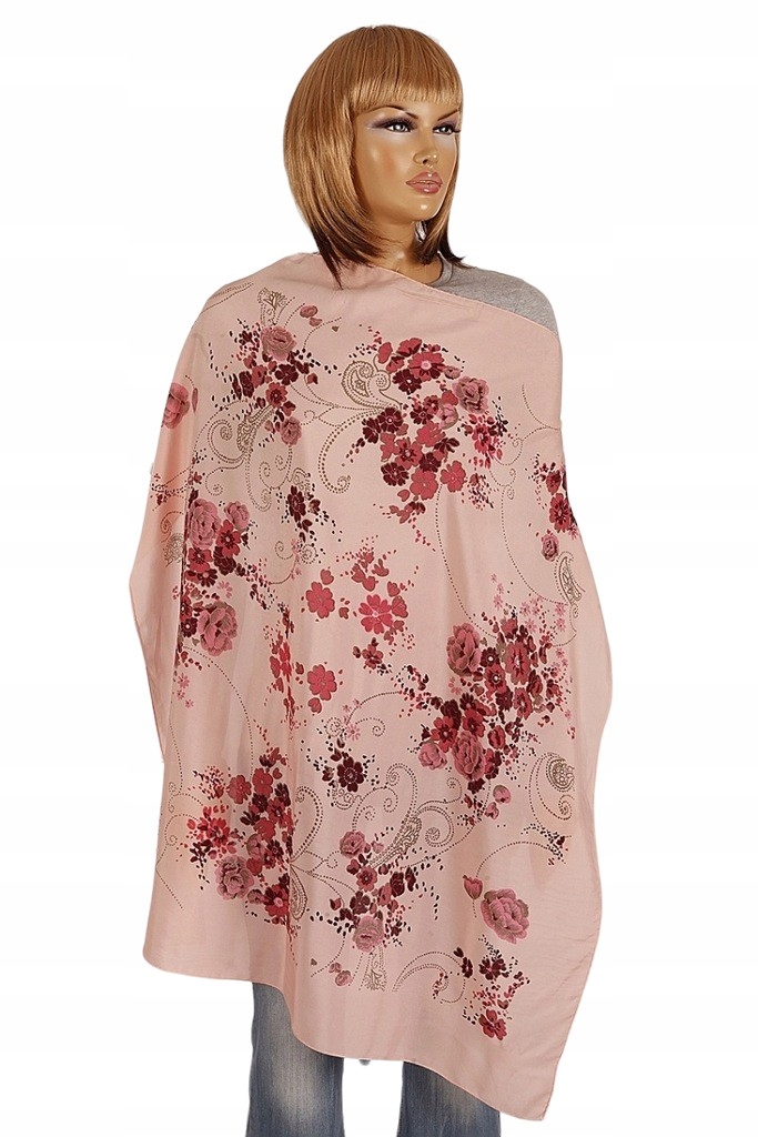 A-8100 APASZKA RÓŻOWA W KWIATOWYCH ZDOBIENIACH Marka bez marki