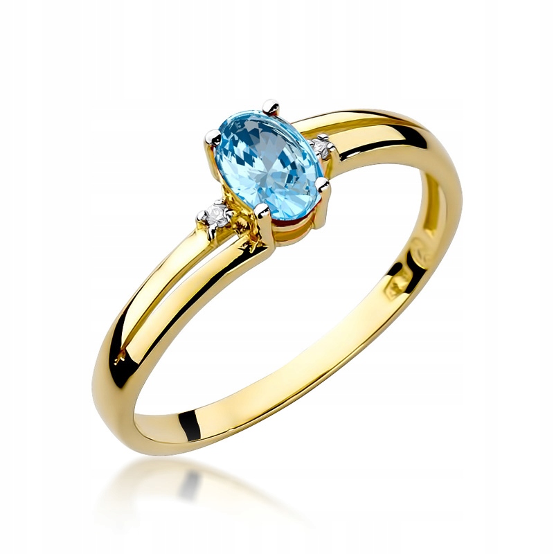 

Złoty Pierścionek pr585 Topaz Brylanty Grawer