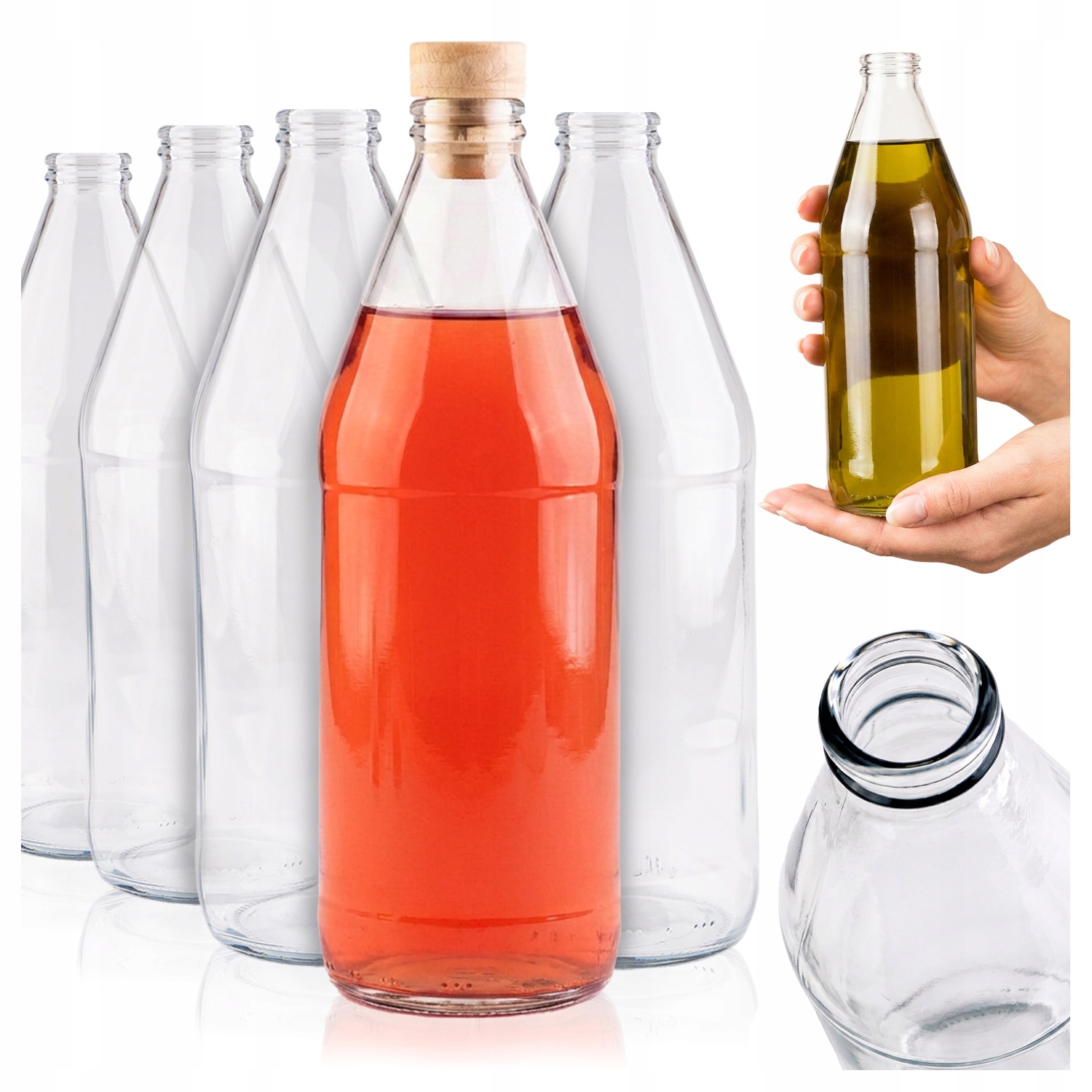 50x Skleněná láhev Ocet 750 ml na olej Olej šťáva bimber likéry sirupy víno