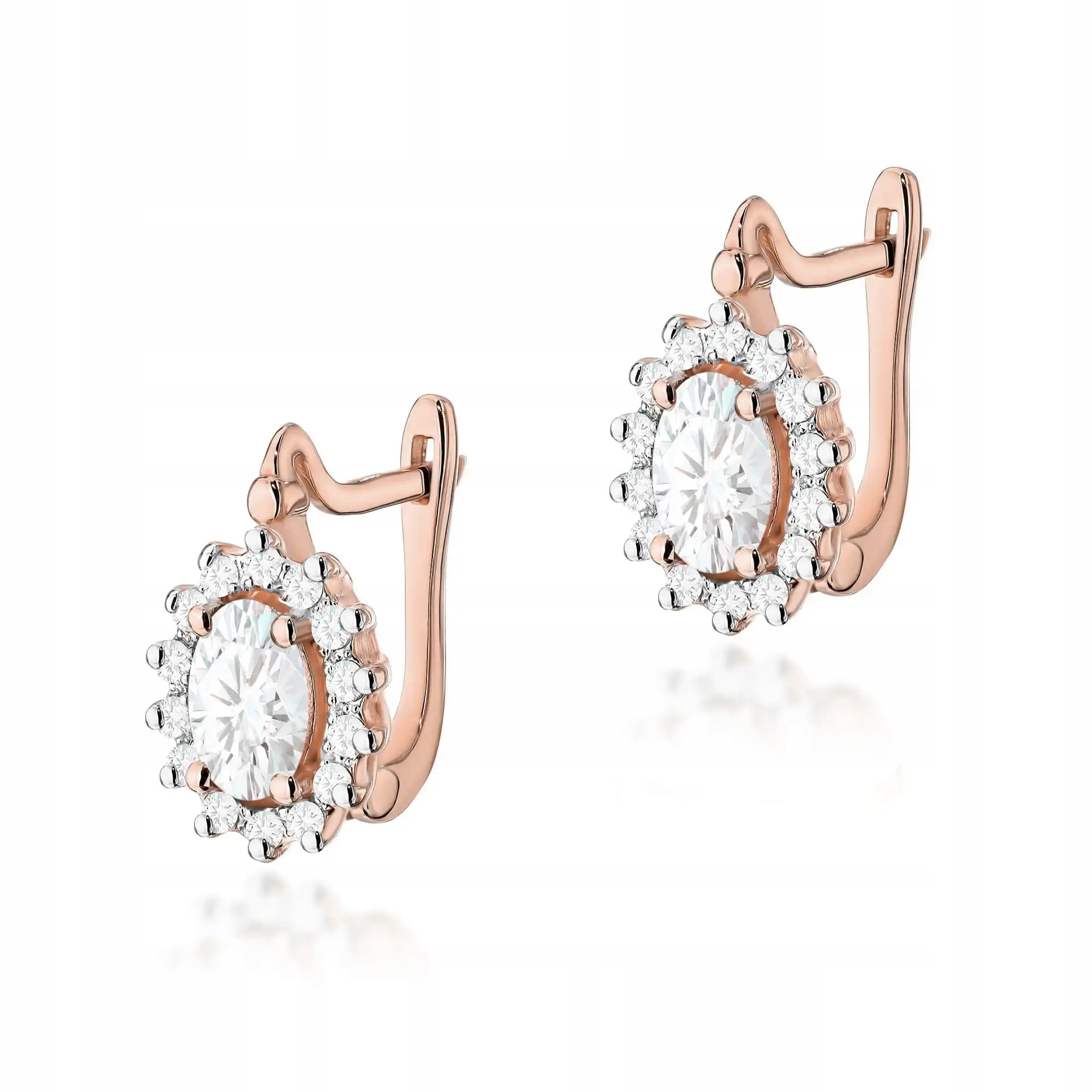 Náušnice ze zlata 585 s diamantem 0,40 ct růžové zlato elegantní pro maminku