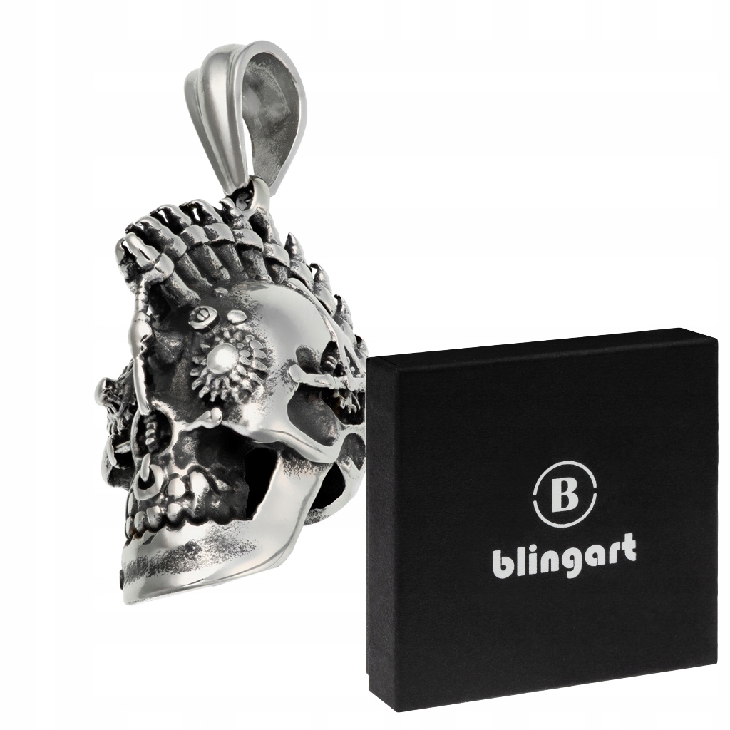 Zawieszka męska wisiorek CZASZKA punk rock motocyklowa STAL CHRURGICZNA