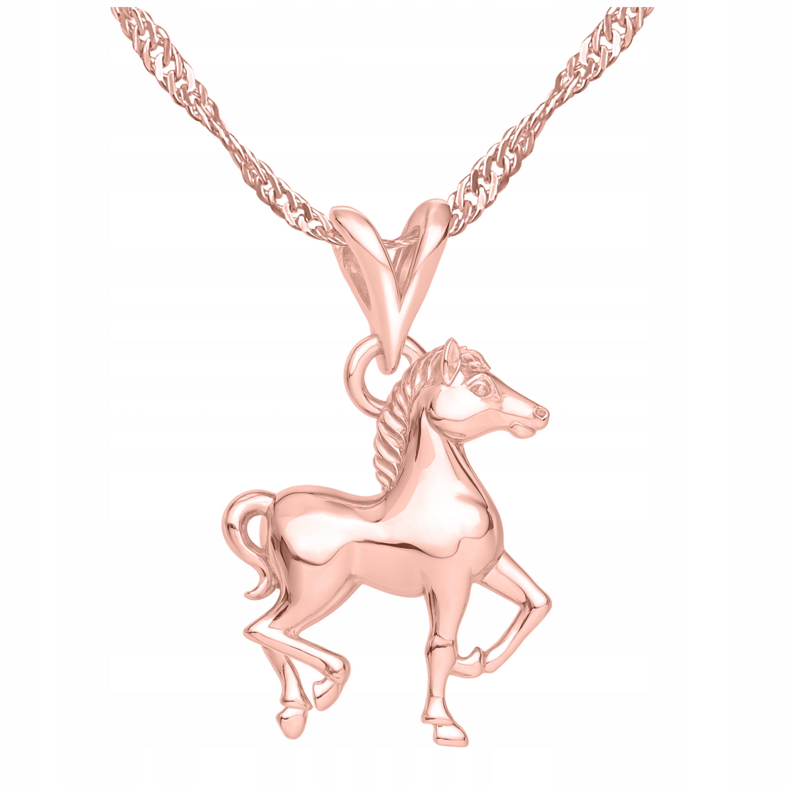 Náhrdelník Pozlacené srdce s koněm Zvíře Láska Kůň Stříbro 925