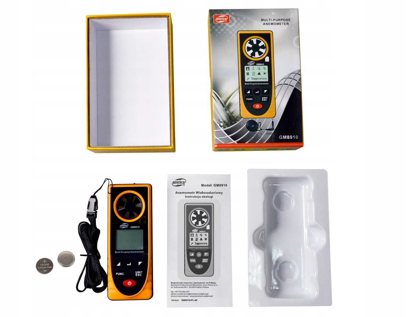 ANEMOMETR WIATROMIERZ WIELOFUNKCYJNY MIERNIK TEMPERATURY PRĘDKOŚCI WIATRU Waga produktu z opakowaniem jednostkowym 0.3 kg