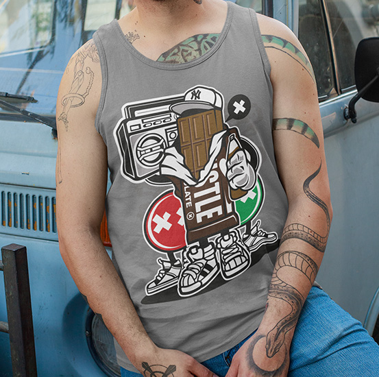 TANK TOP ANIMOWANE CHOCOLADE SQUAD Rozmiar L