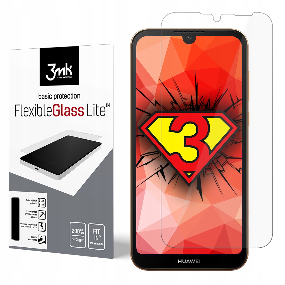

Huawei Y5 2019 - Niepękające szkło hybrydowe 3mk