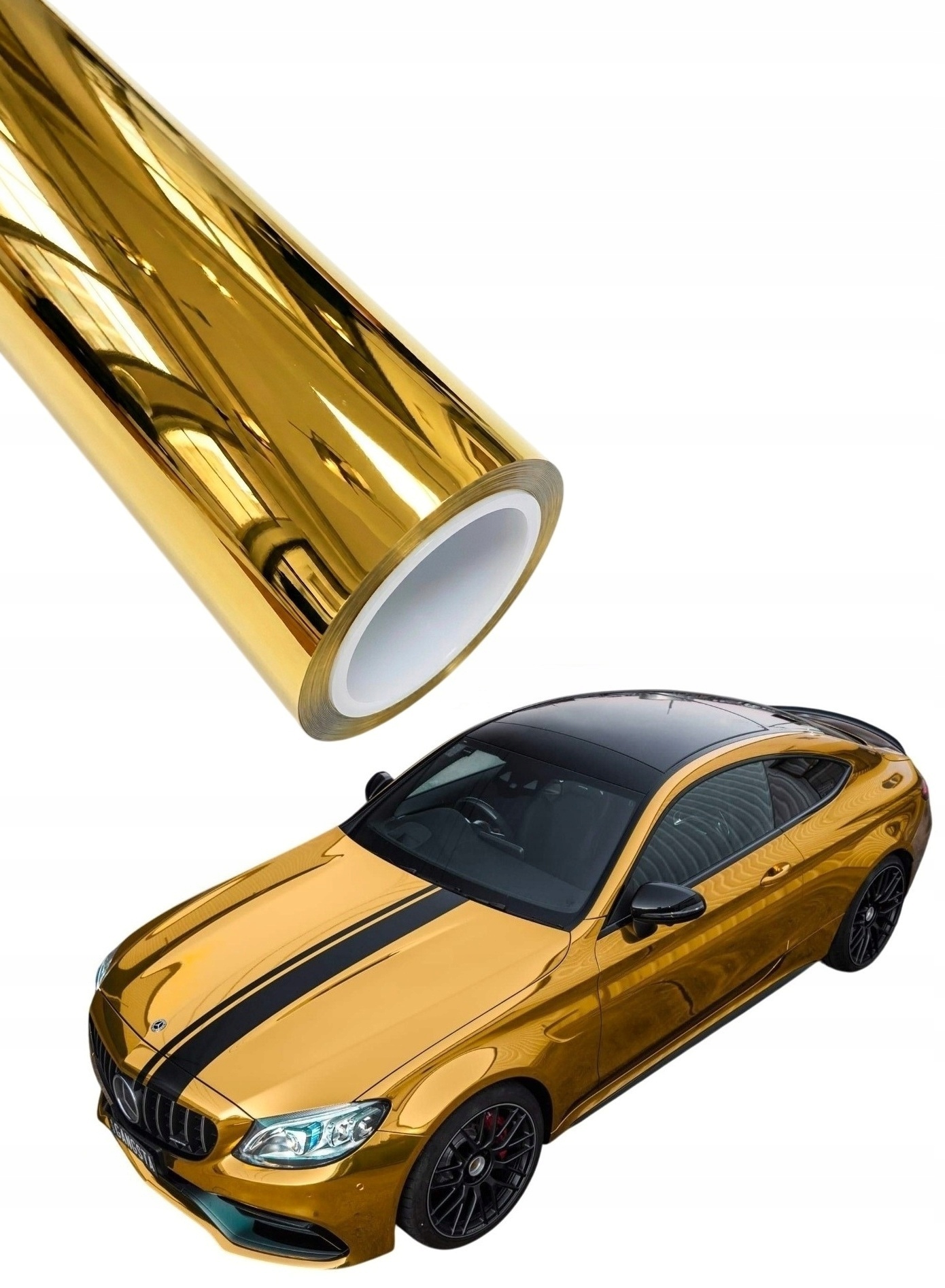 Fólie Crystal Pet Chrom Zlatá 200 cm * 152 cm Chromovaná Automobilová Dýha