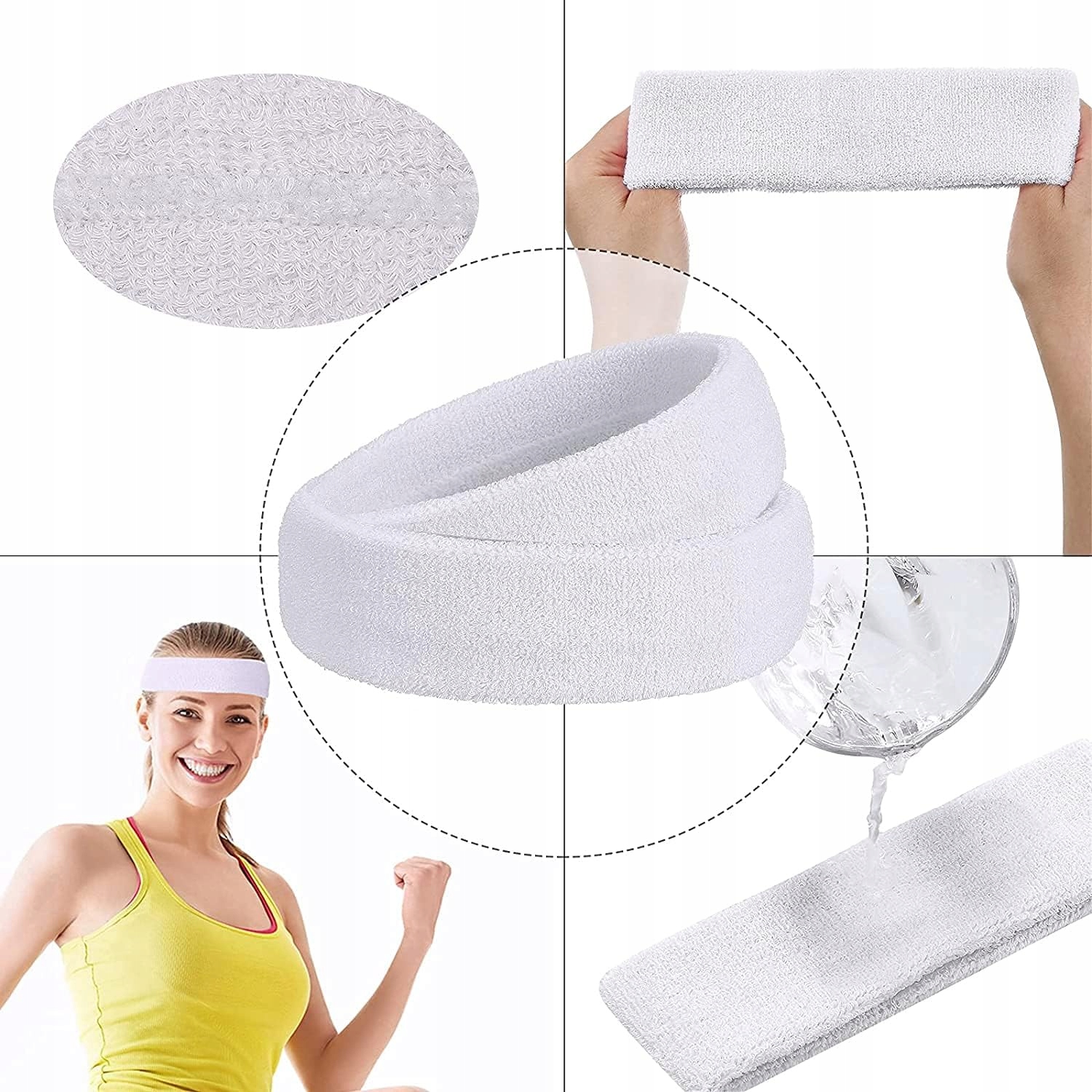 OPASKA FROTKA SPORTOWA NA GŁOWĘ HEADBAND ZESTAW 3 BIAŁA CZARNA SZARA Rozmiar uniwersalny