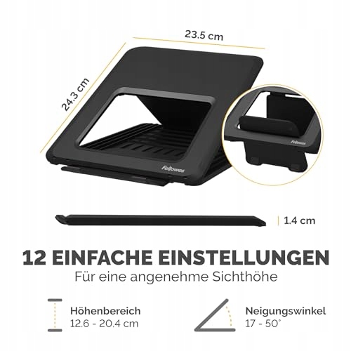 FELLOWES Podstawka Pod Laptopa Regulowana Do Biura I Domu Czarna — miniatura 4