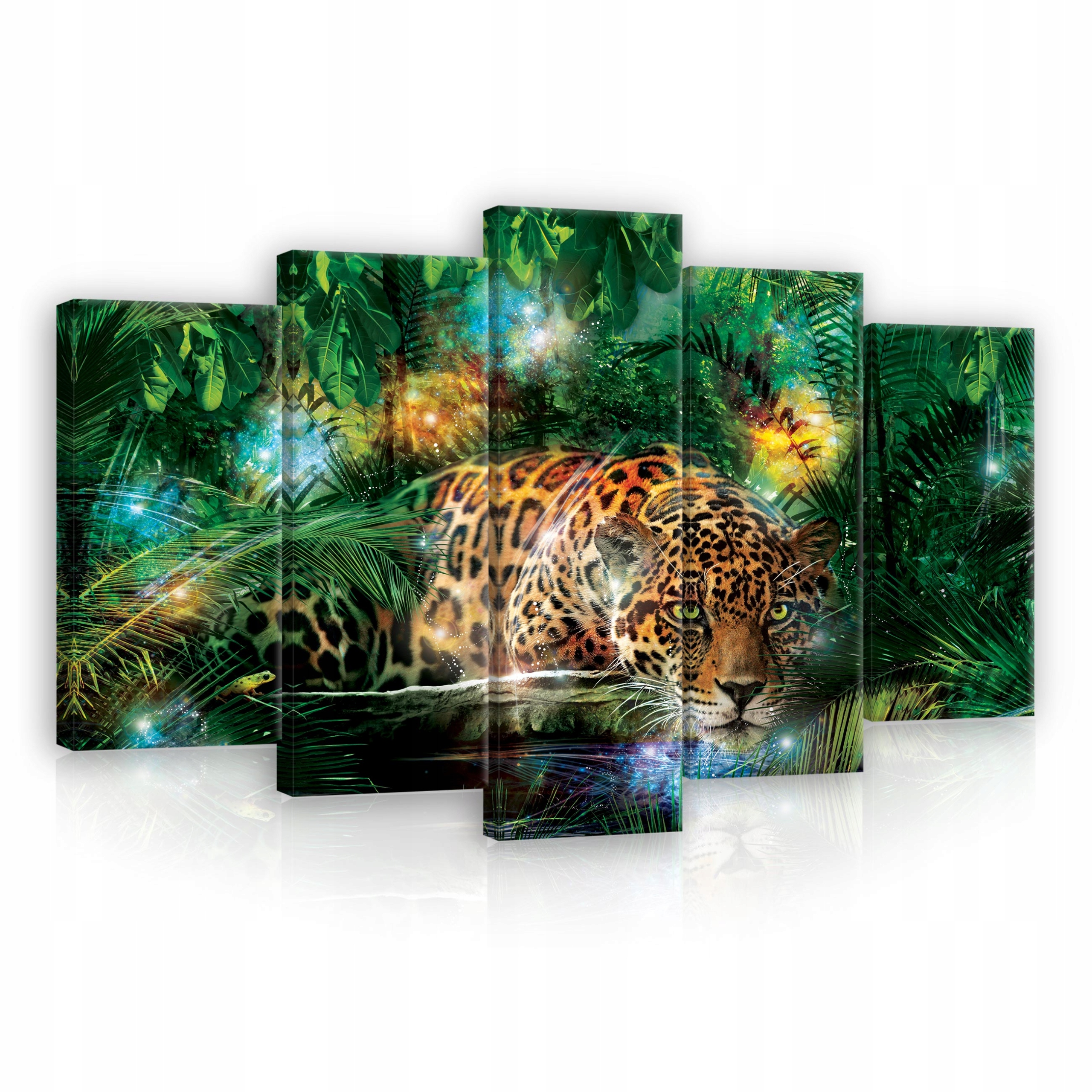 Obraz Na Zeď Plátno Jaguar Tygr Moderní Velký 5DÍLNÝ 100x60