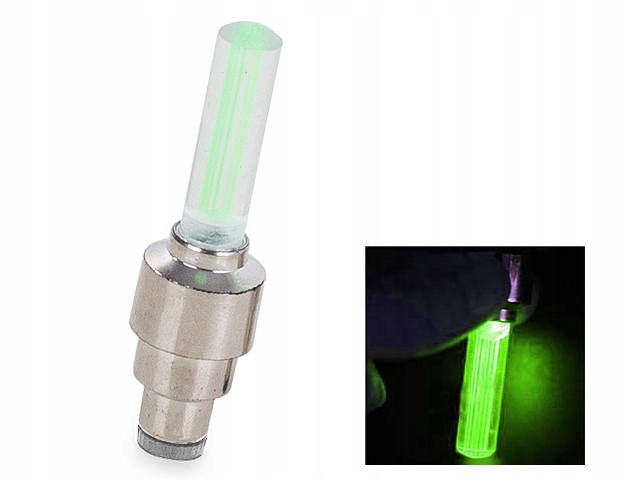 ŚWIECĄCY WENTYL LED ZIELONY DO ROWERU MOTORU 2 SZT 14071_Z Kod producenta M24000073