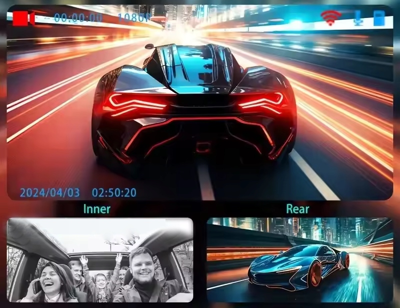 NHOPEEW 4-Channel 1080P Dash Cam 360° 3" Screen G-Sensor 64GB — miniatura 10