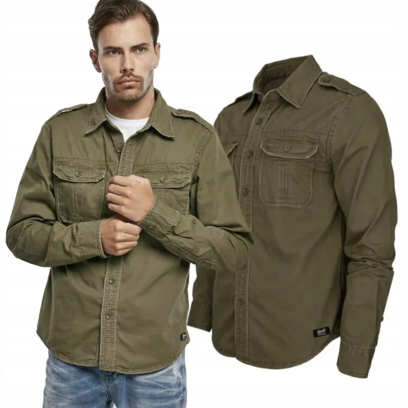 Košile s dlouhým rukávem Brandit Vintage Shirt Olivová XL [XL]