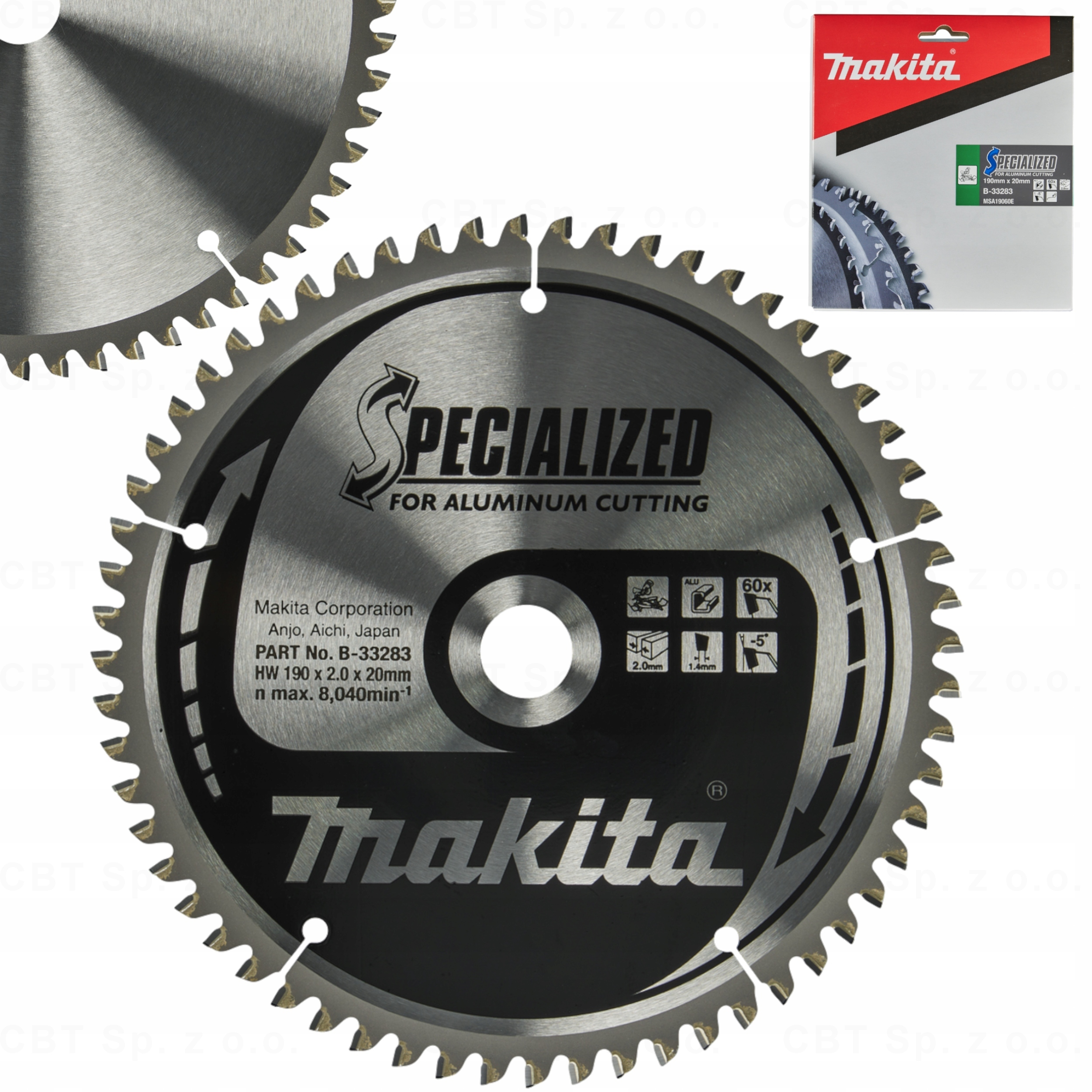 Tarcza Tnąca Do Aluminium 190X20MM 60 Zębów Piła Tarczowa Specialized T.c.t