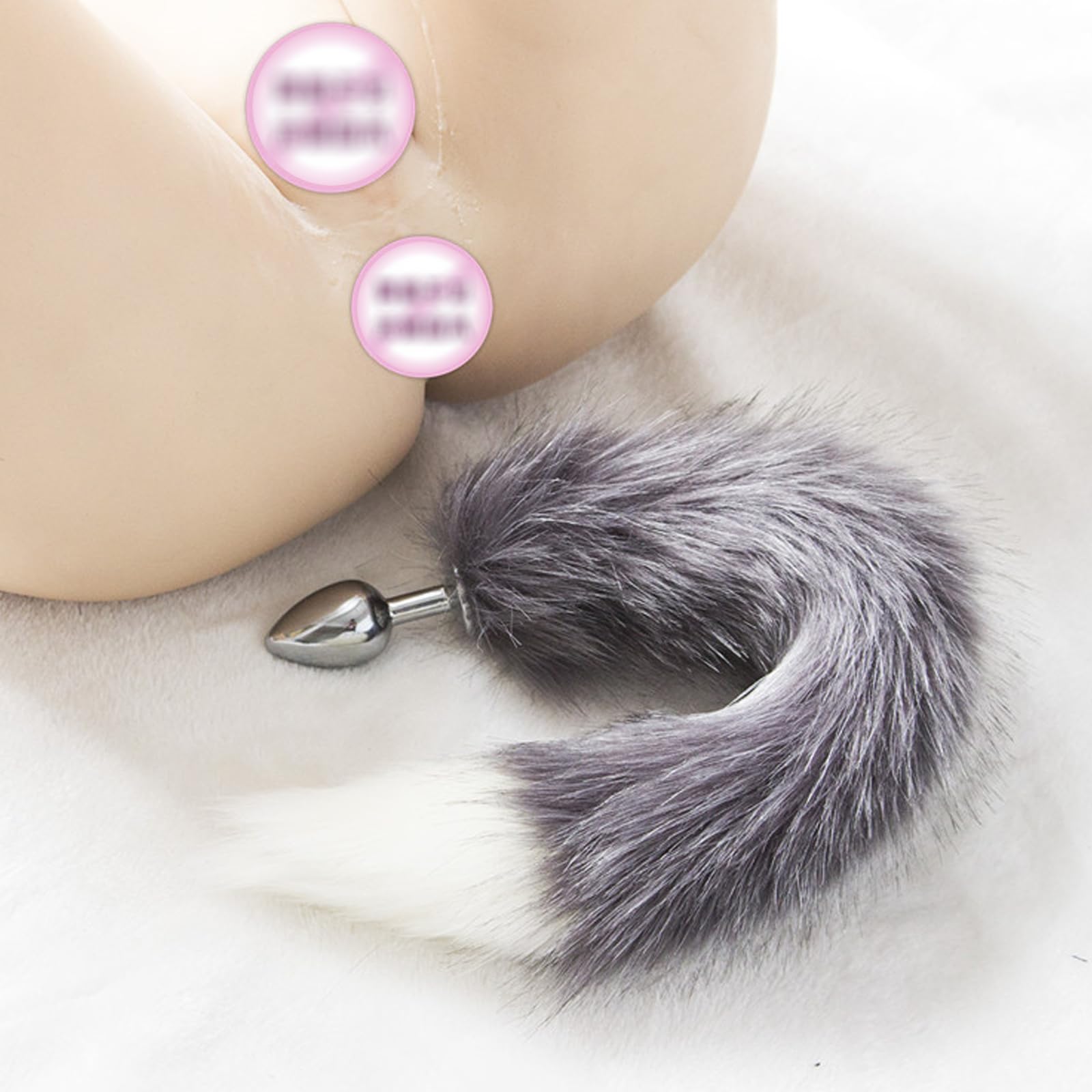FUCHSSCHWANZ Analplug Stalowy Korek Analny z Ogonem do Cosplay SM Czarny — miniatura 4