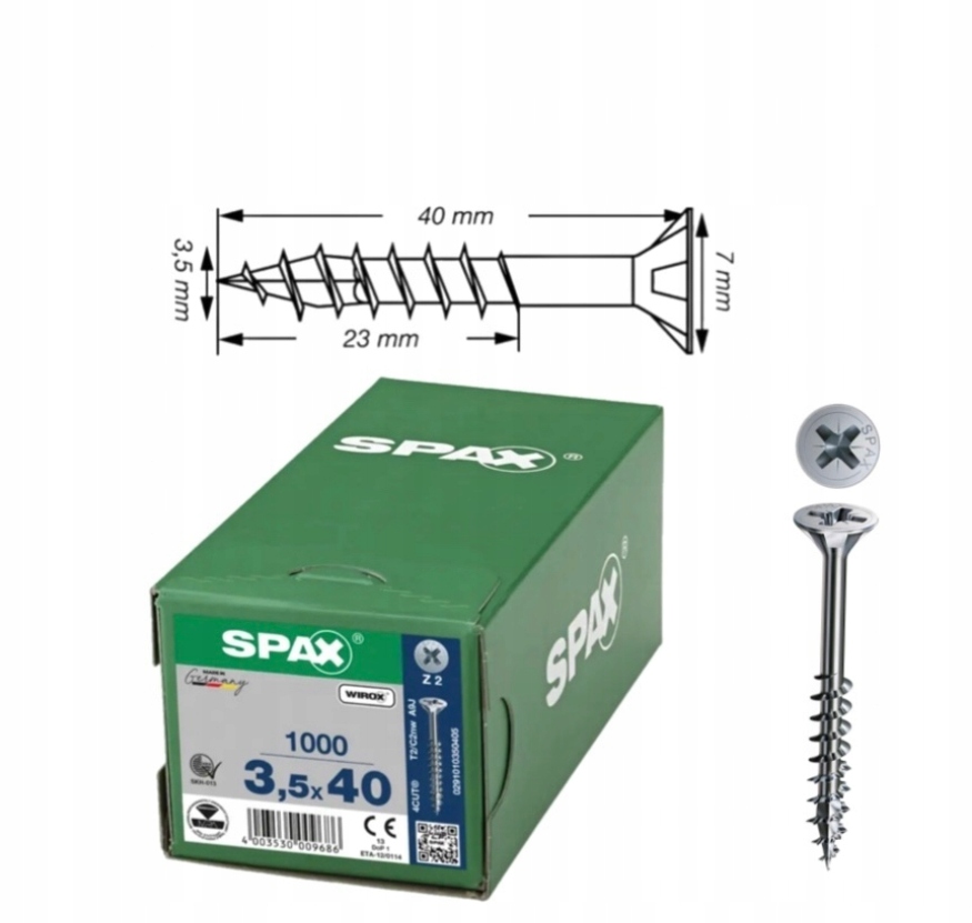 Univerzální vrut do dřeva spax 3,5 x 40 Wirox Tg 1000 ks