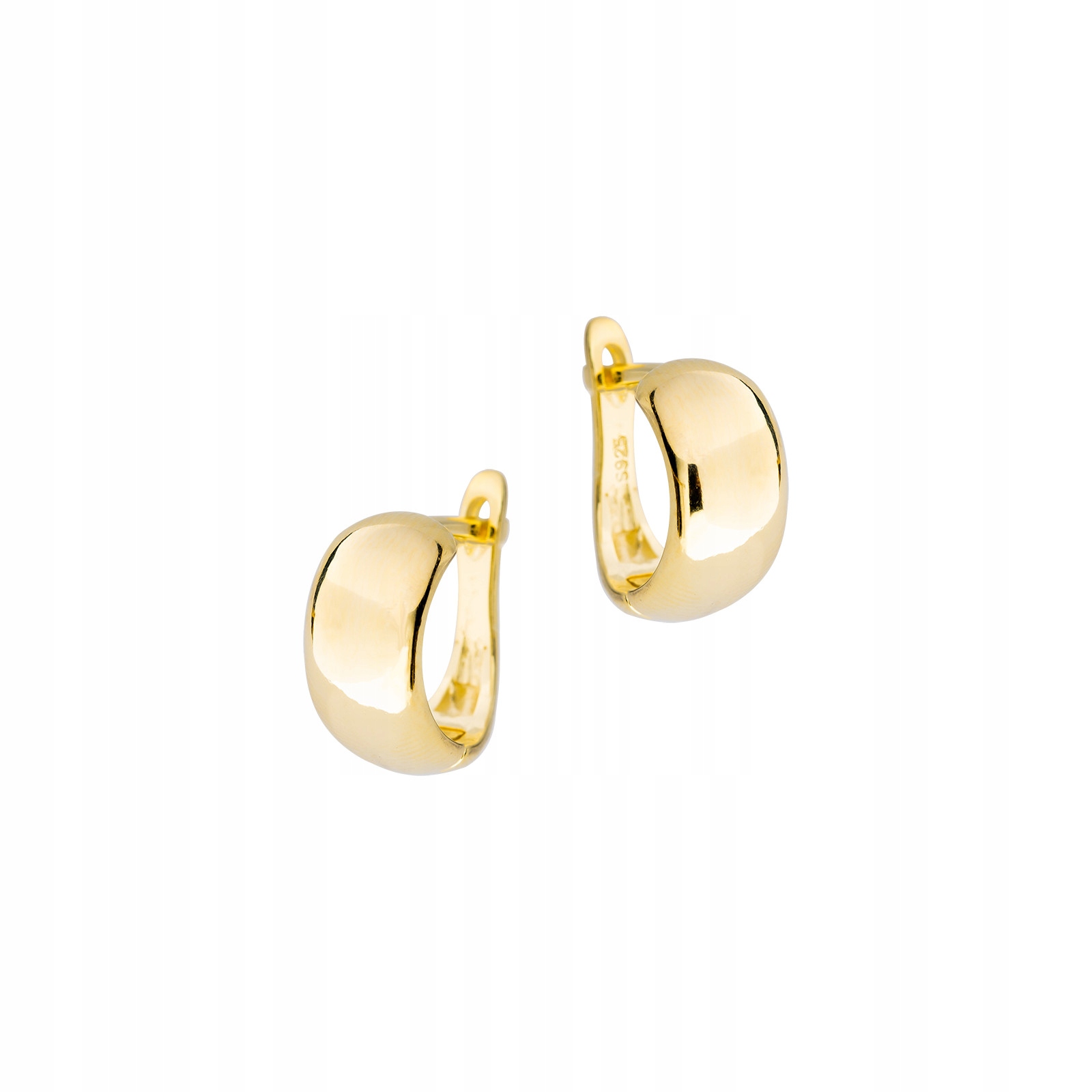 Stříbrné pozlacené náušnice 925 Zaoblená tabule Dárek