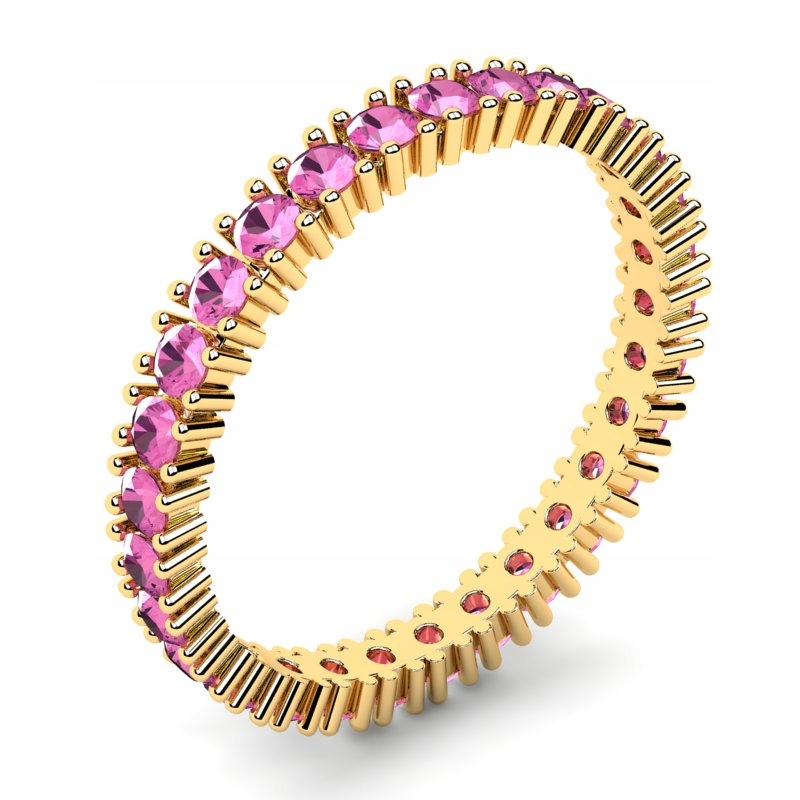 

Obrączka Złota Klasyczna Z Różowymi Cyrkoniami 2MM