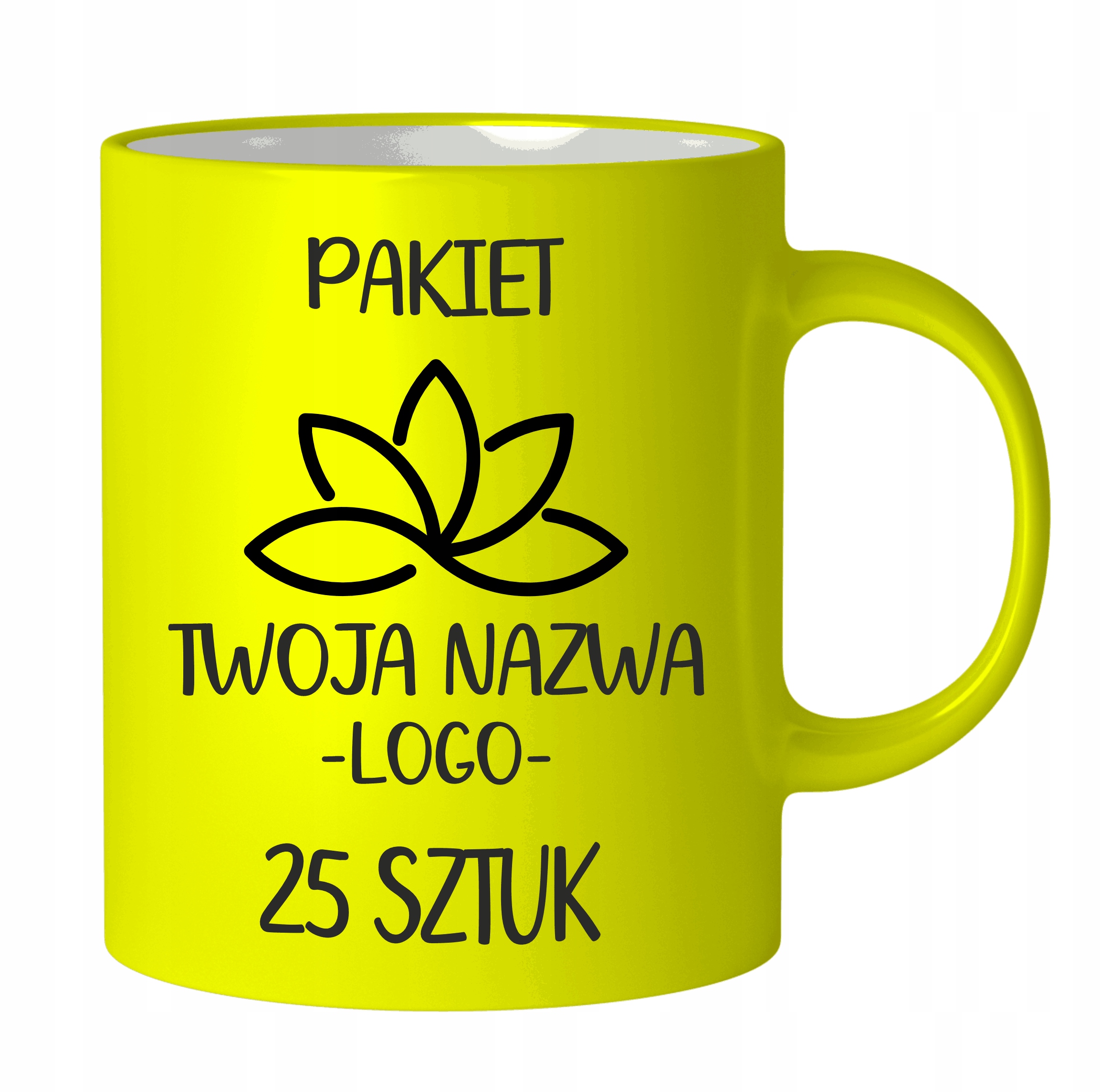 Kubek Reklamowy Z Nadrukiem Neonowy Logo Napisem Dla Firmy Szkoły 25SZT