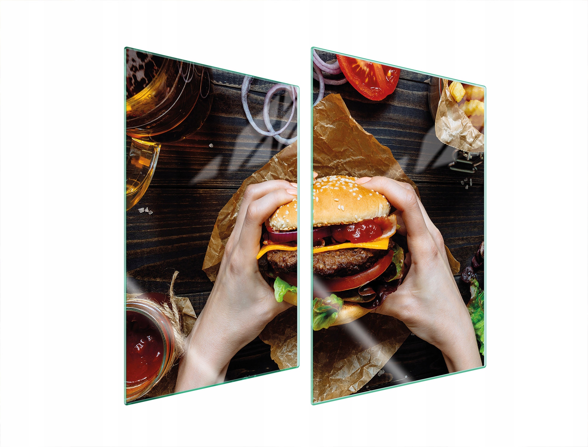 Skleněná Ochranná Deska Do Kuchyně 2x35x52 Hamburger Tvrzené Sklo