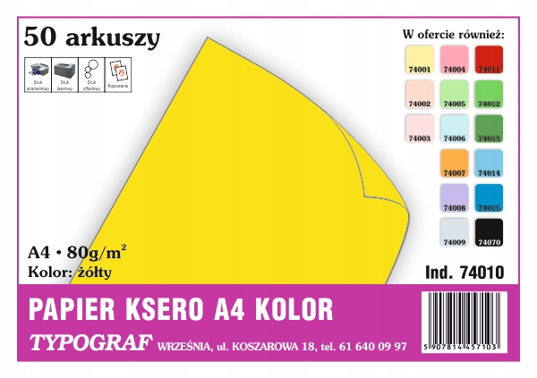 

Papier ksero A4 80g żółty op.50 arkuszy