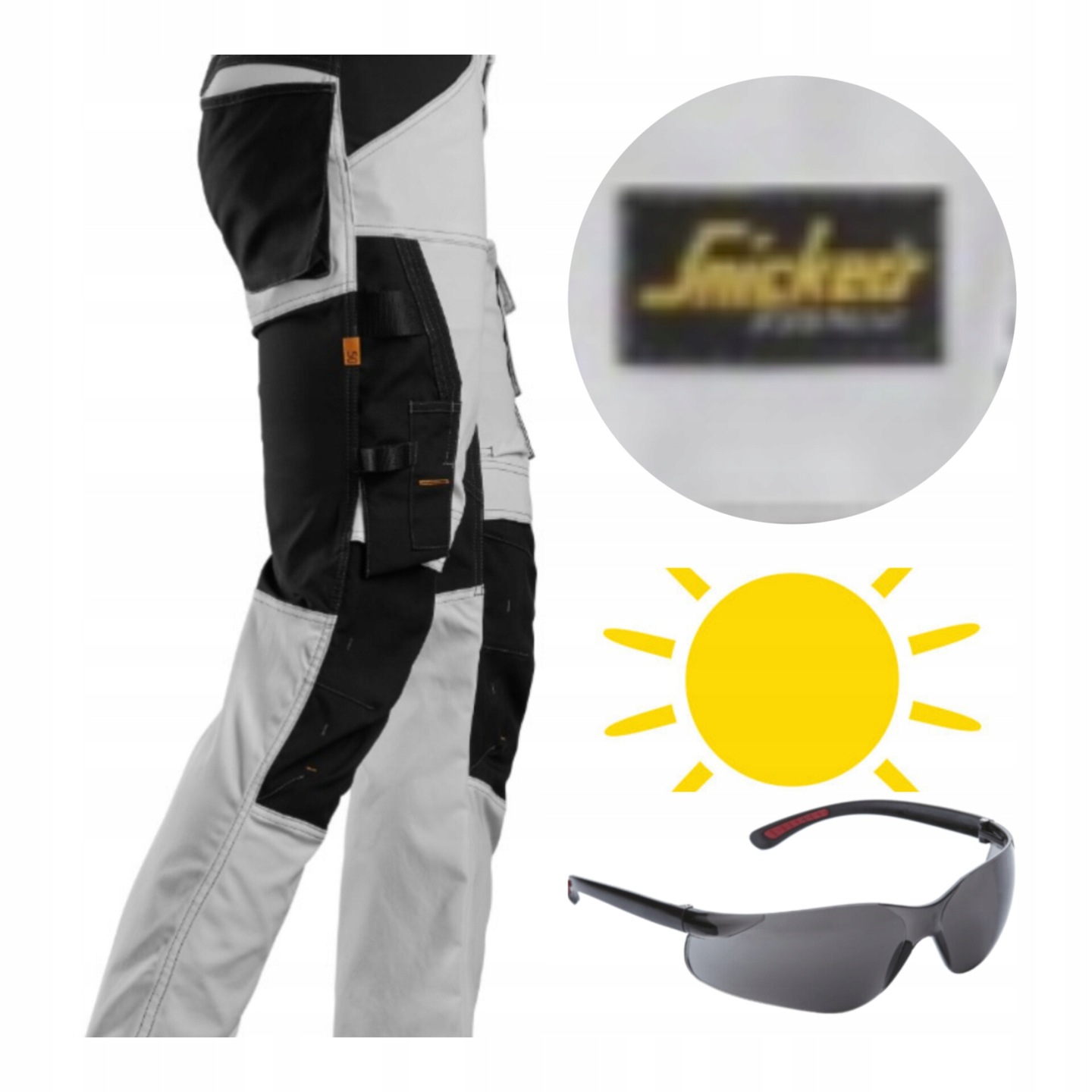 Pracovní kalhoty Snickers Stretch AllroundWork 6341 silné, pohodlné, bílé, velikost 48