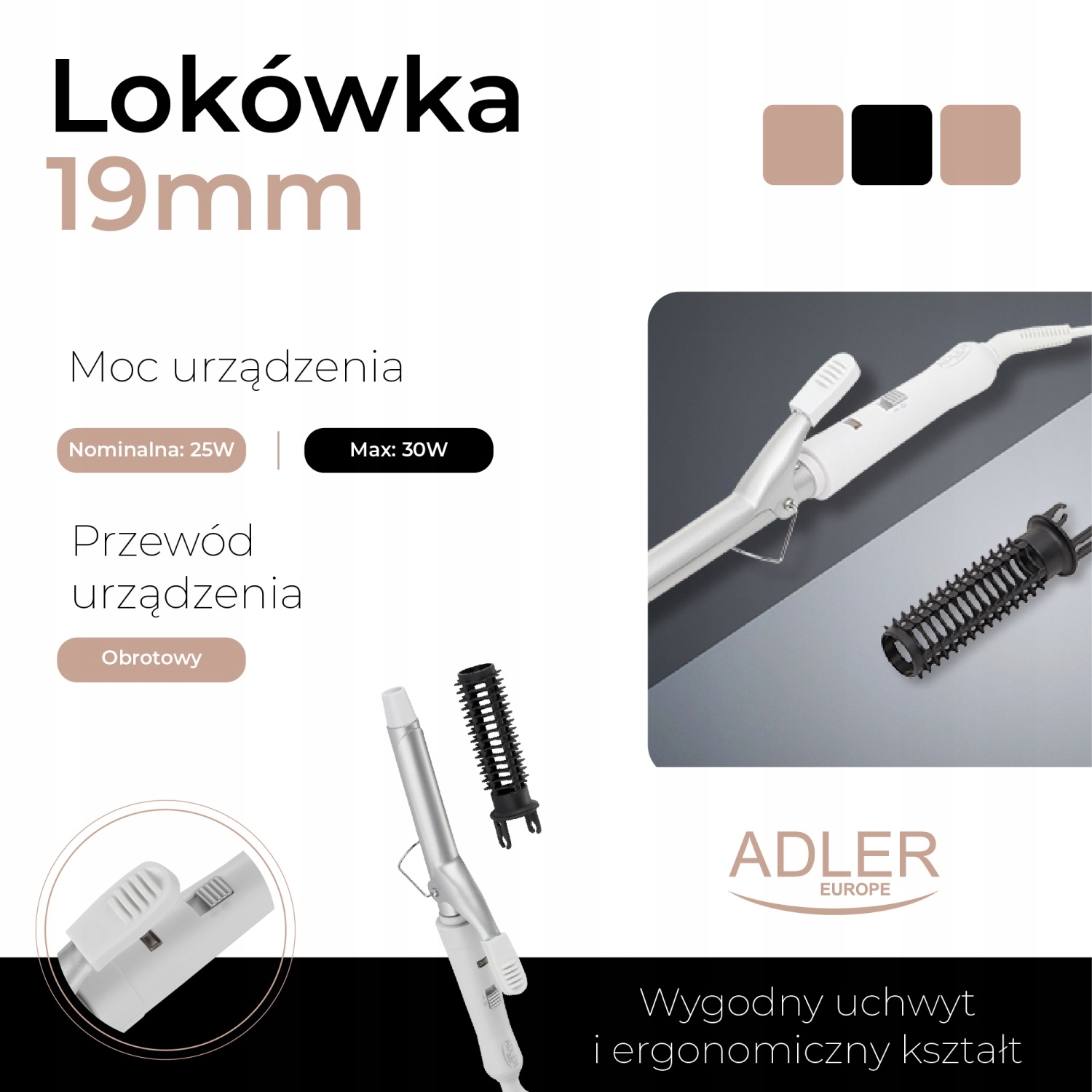 AD 2105 Lokówka Ceramiczna 19mm - Szybkie Stylizacje i Piękne Loksy