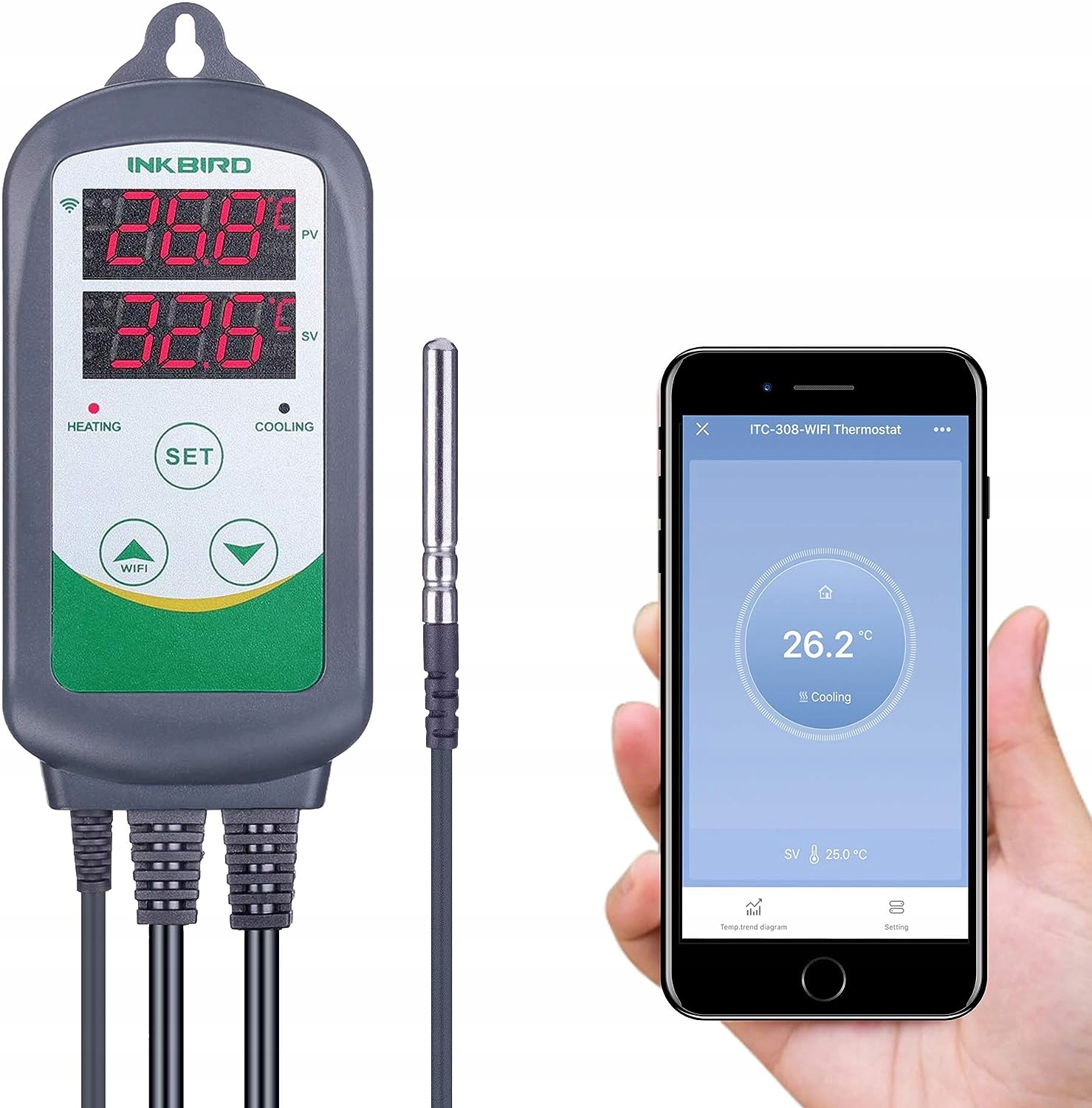 Inkbird ITC-308-WIFI Termostat s reguláciou teploty Wi-Fi