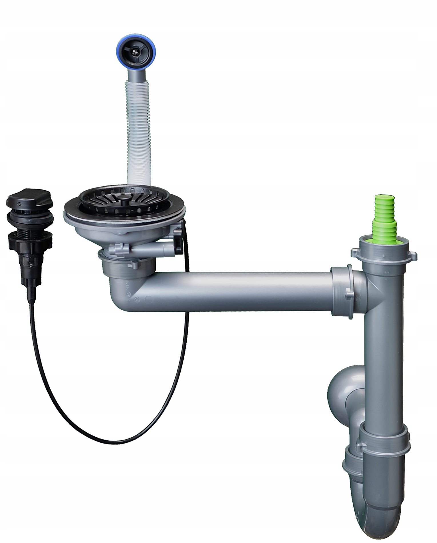 SIFÓN S AUTOMATICKOU ZÁTKOU ČIERNY MAT PYRAMIS ODTOKOVÝ SYSTÉM DO UMÝVADLA