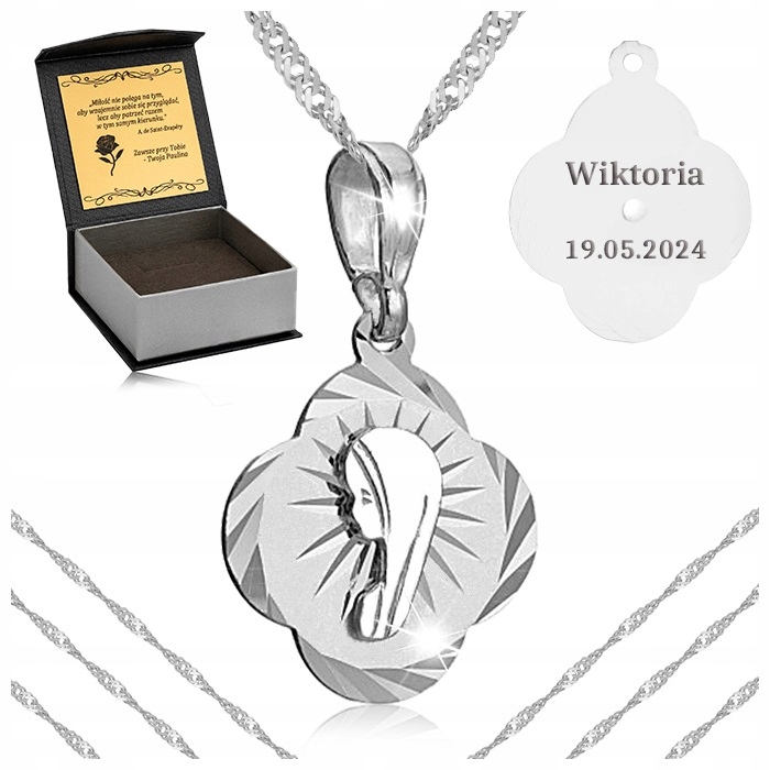 Krásný Lesklý Dámský Řetízek S Medailonkem 925 Gravírování Bonus Pro Ženu