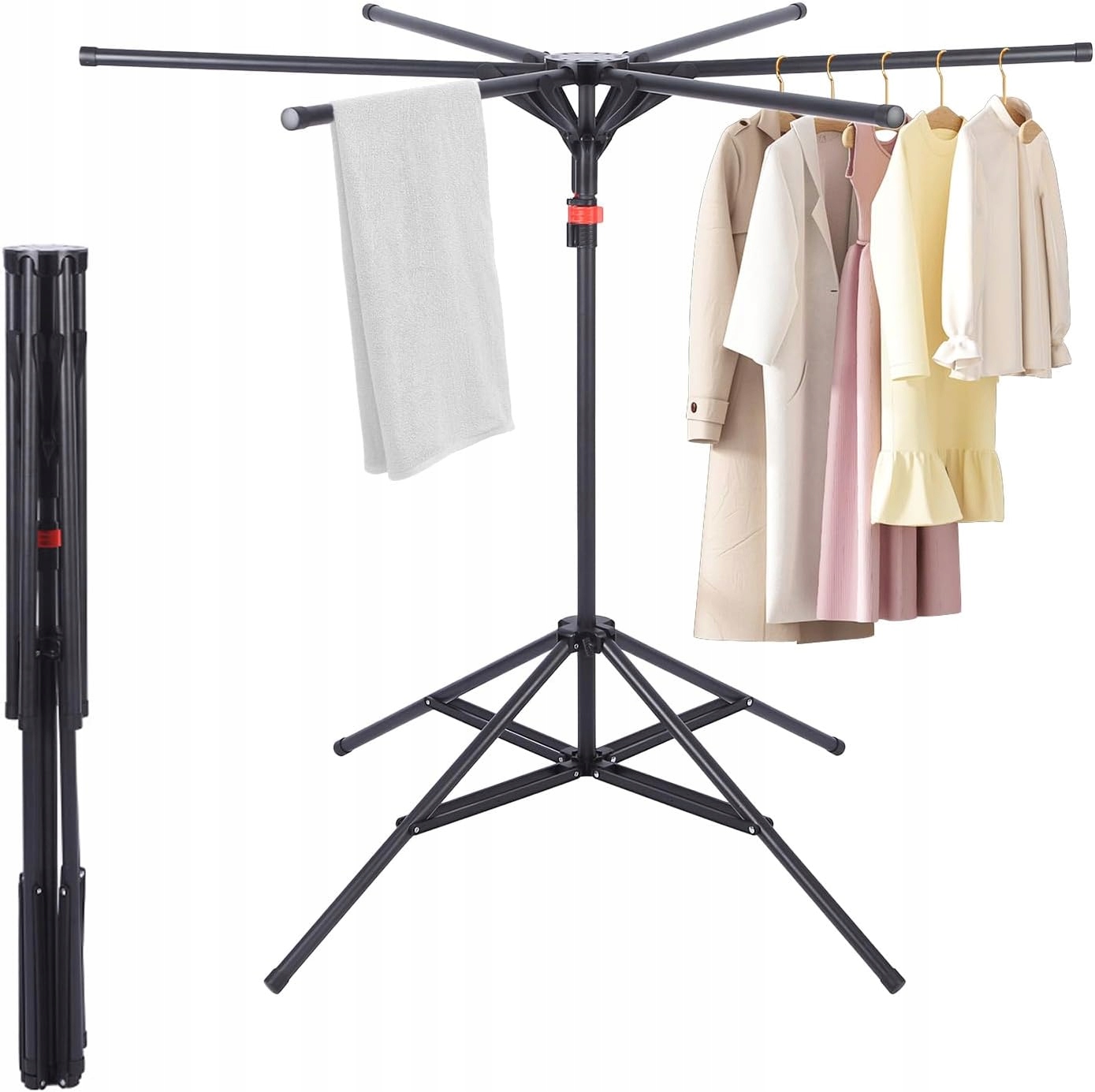 Levně Sušák S 6 Rameny, Nastavitelný, 120-170 CM, Černý