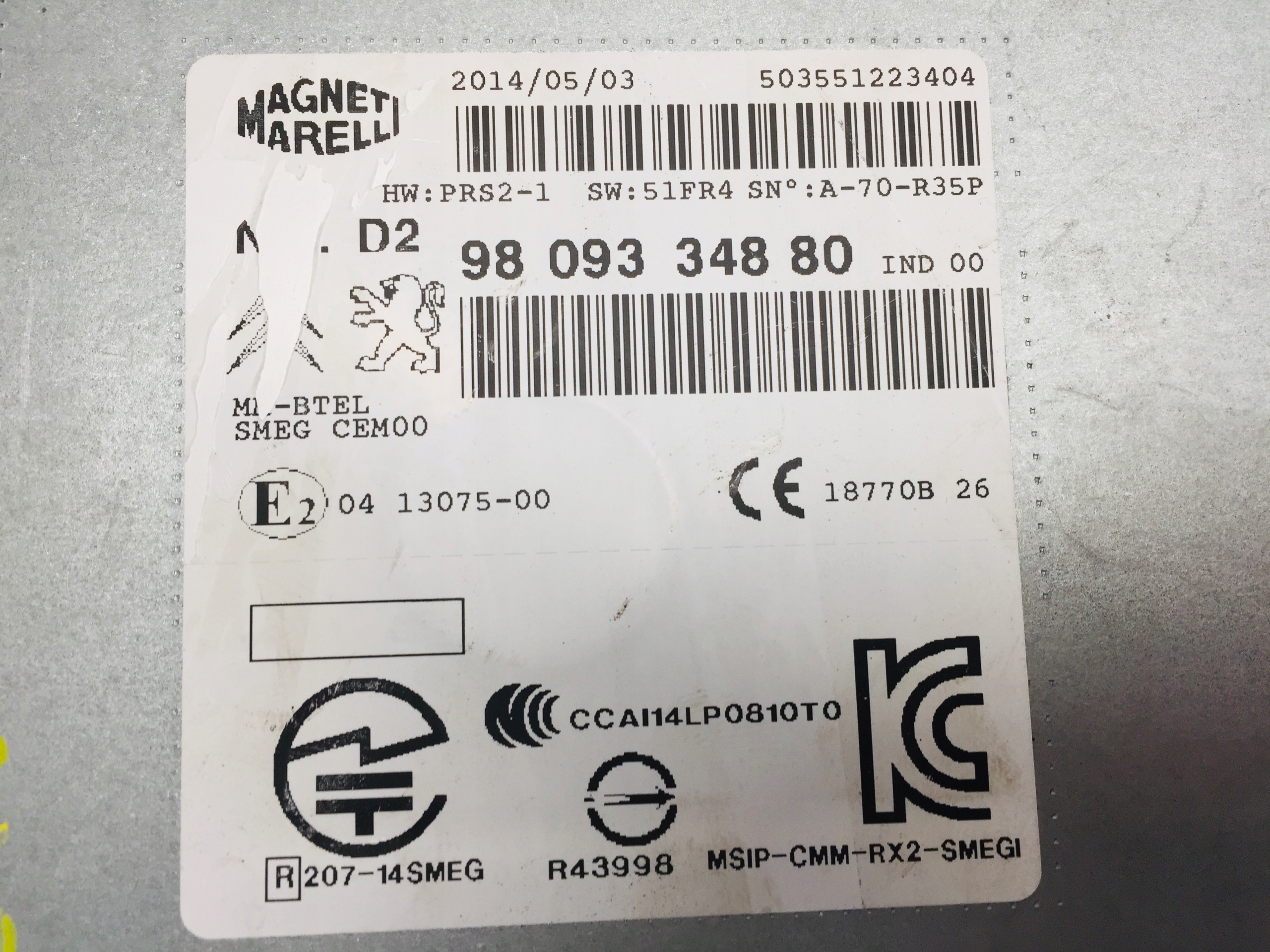 Радио навигация 9809334880 C4 PICASSO II