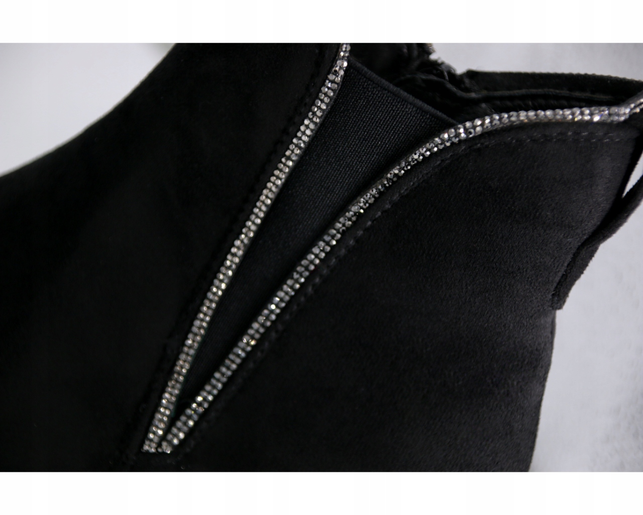 CZARNE ZAMSZOWE BOTKI NA OBCASIE WYGODNE BUTY DAMSKIE CYRKONIE 39 Rozmiar 39