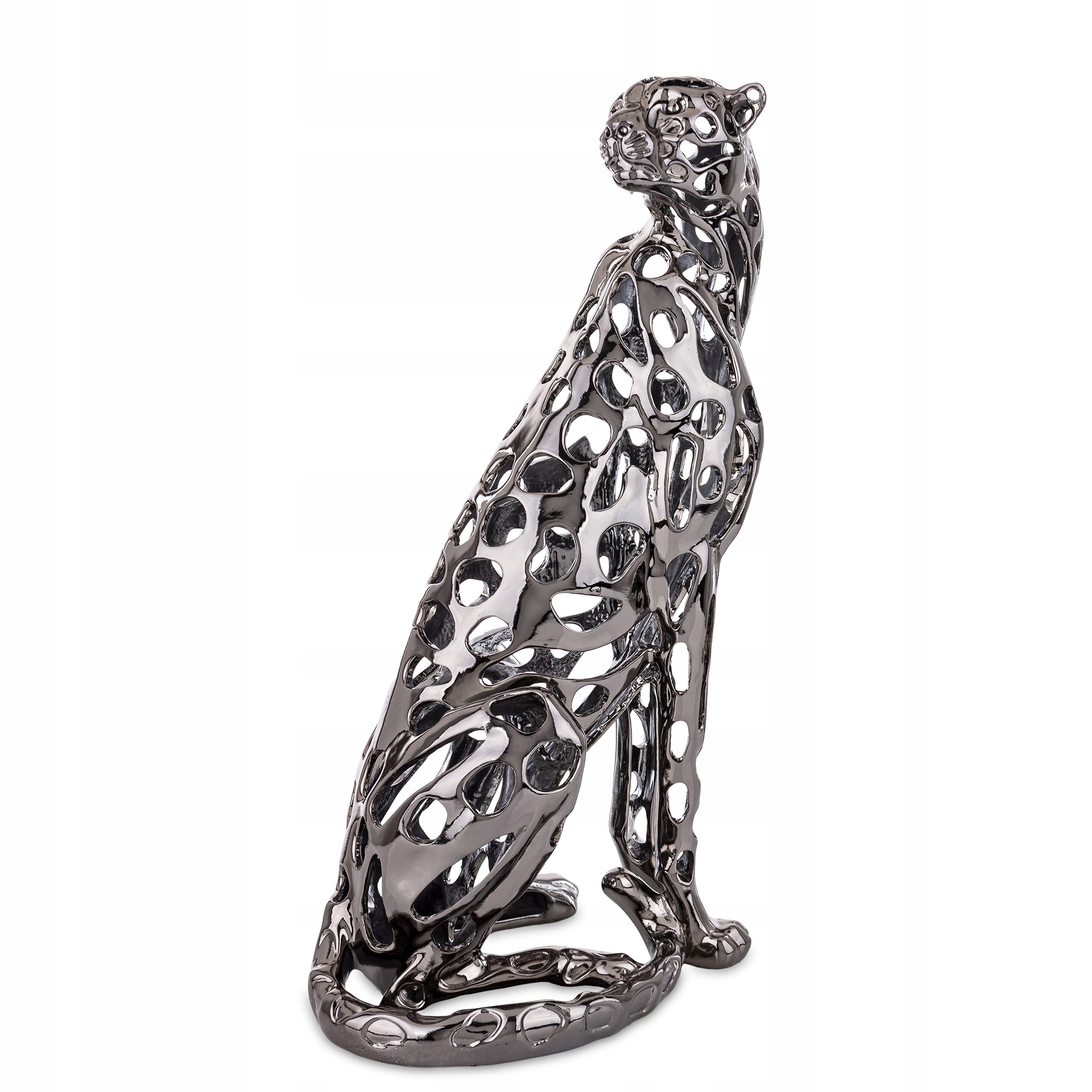 Veľká Dekoratívna Figúrka Leopard Strieborná Glamour Dekorácia ako darček