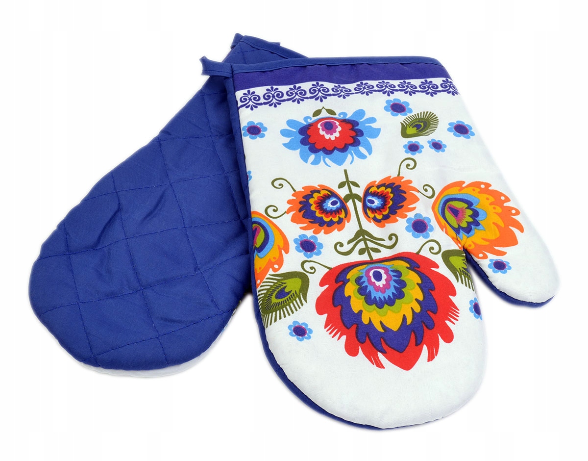 

Komplet 2 rękawice kuchenne z magnesem Folk blue